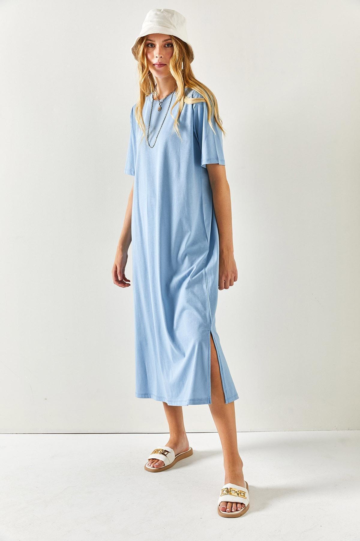 Navy Plain Shirt Maxi Dress, , large image number 5