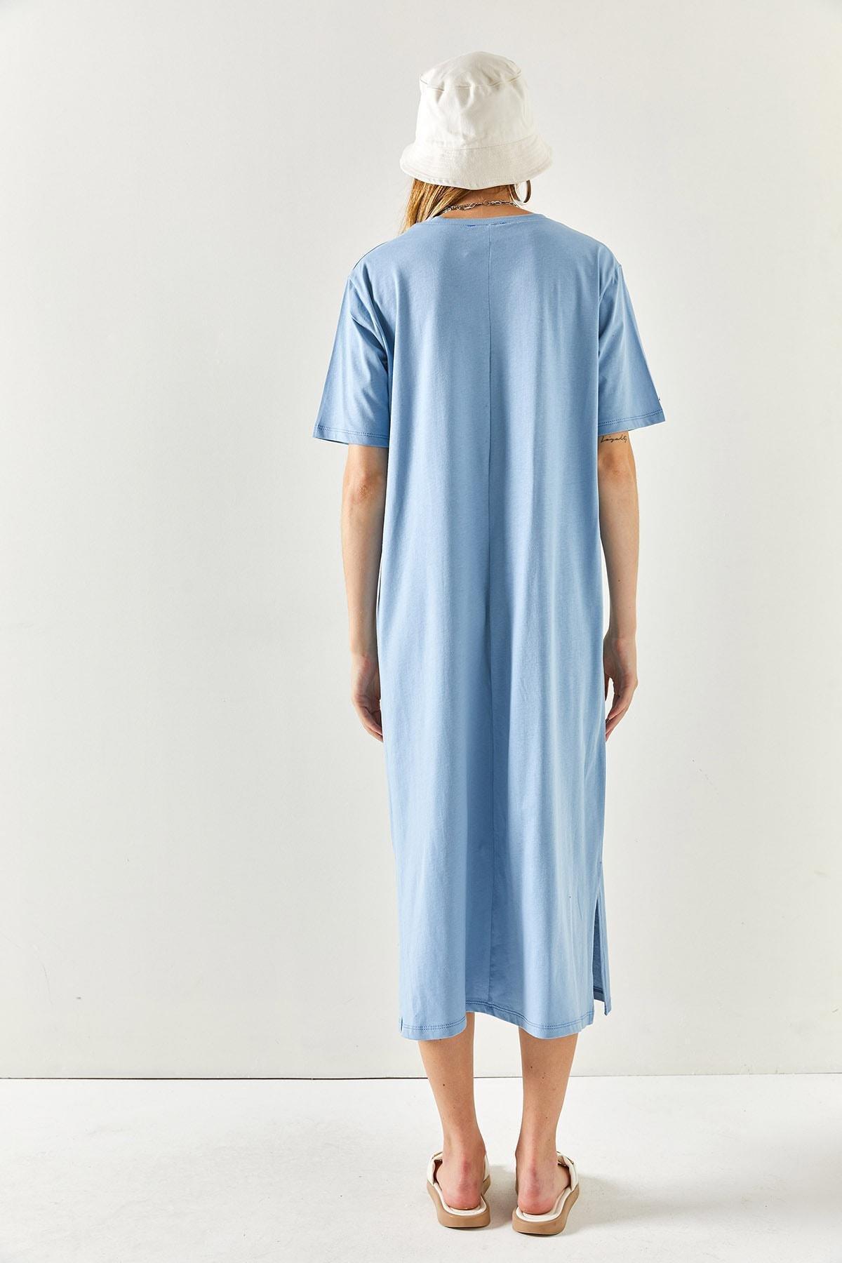 Navy Plain Shirt Maxi Dress, , large image number 6