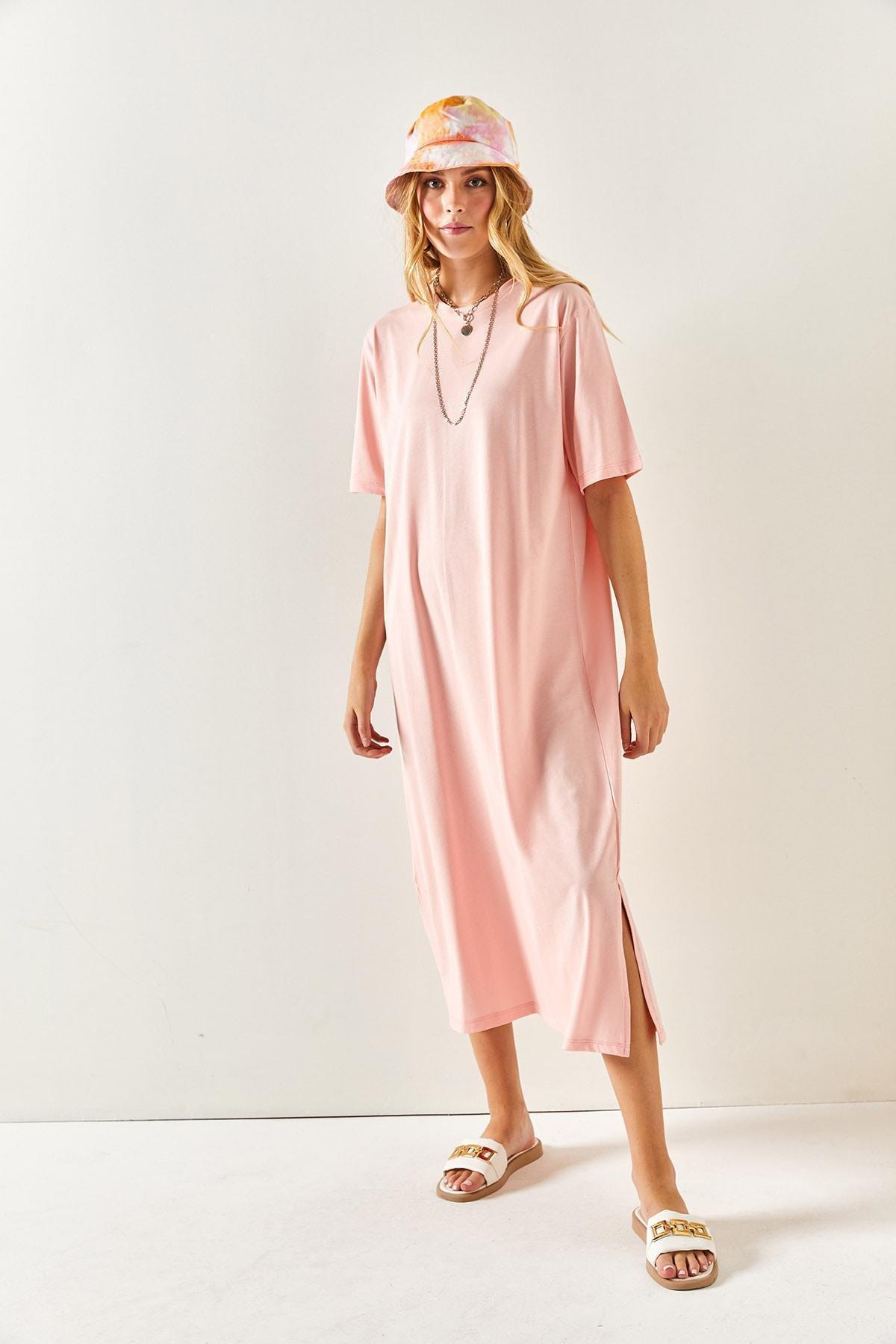 Powder Plain Shirt Midi Dress, , medium