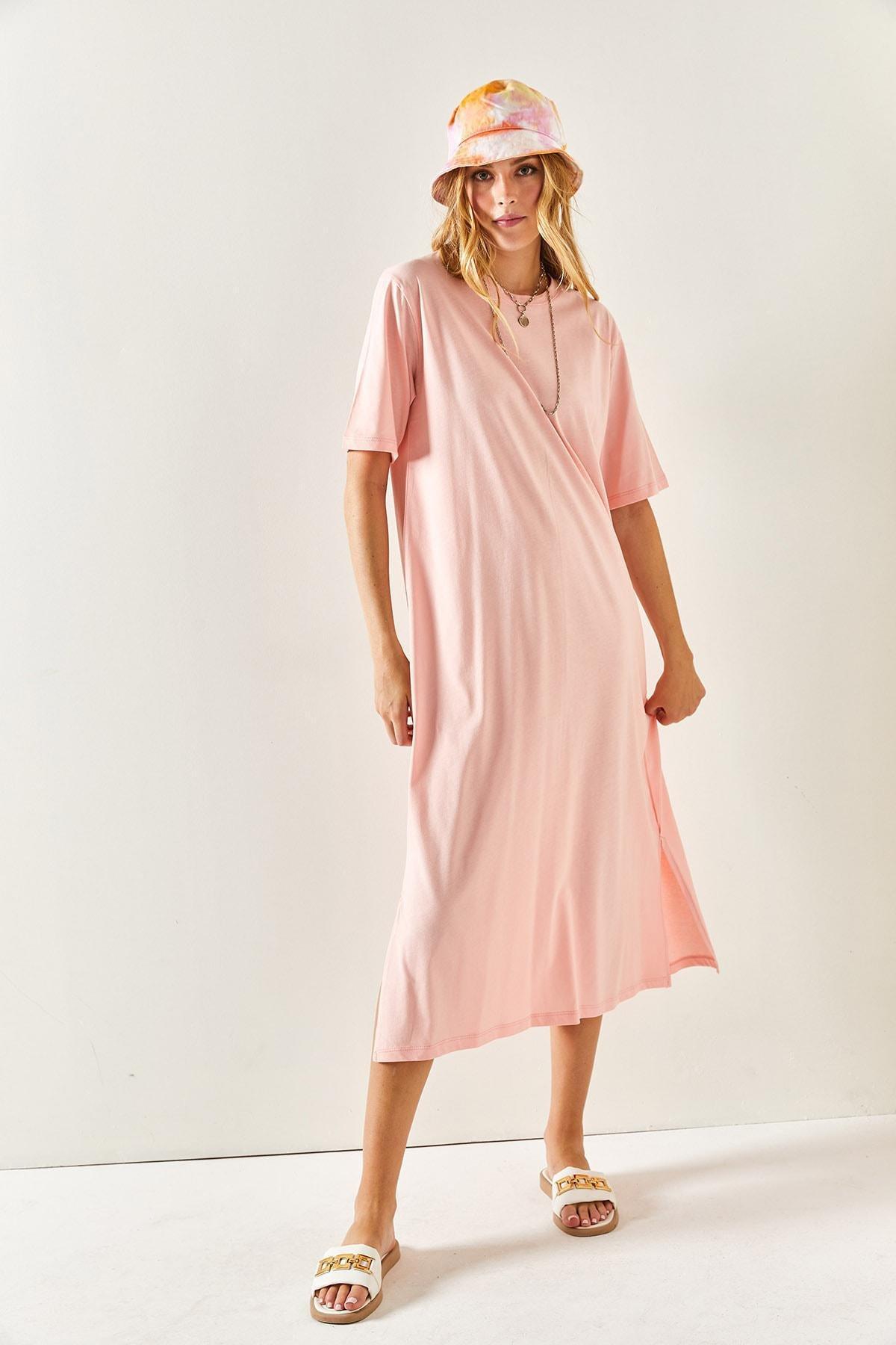 Powder Plain Shirt Midi Dress, , large image number 1