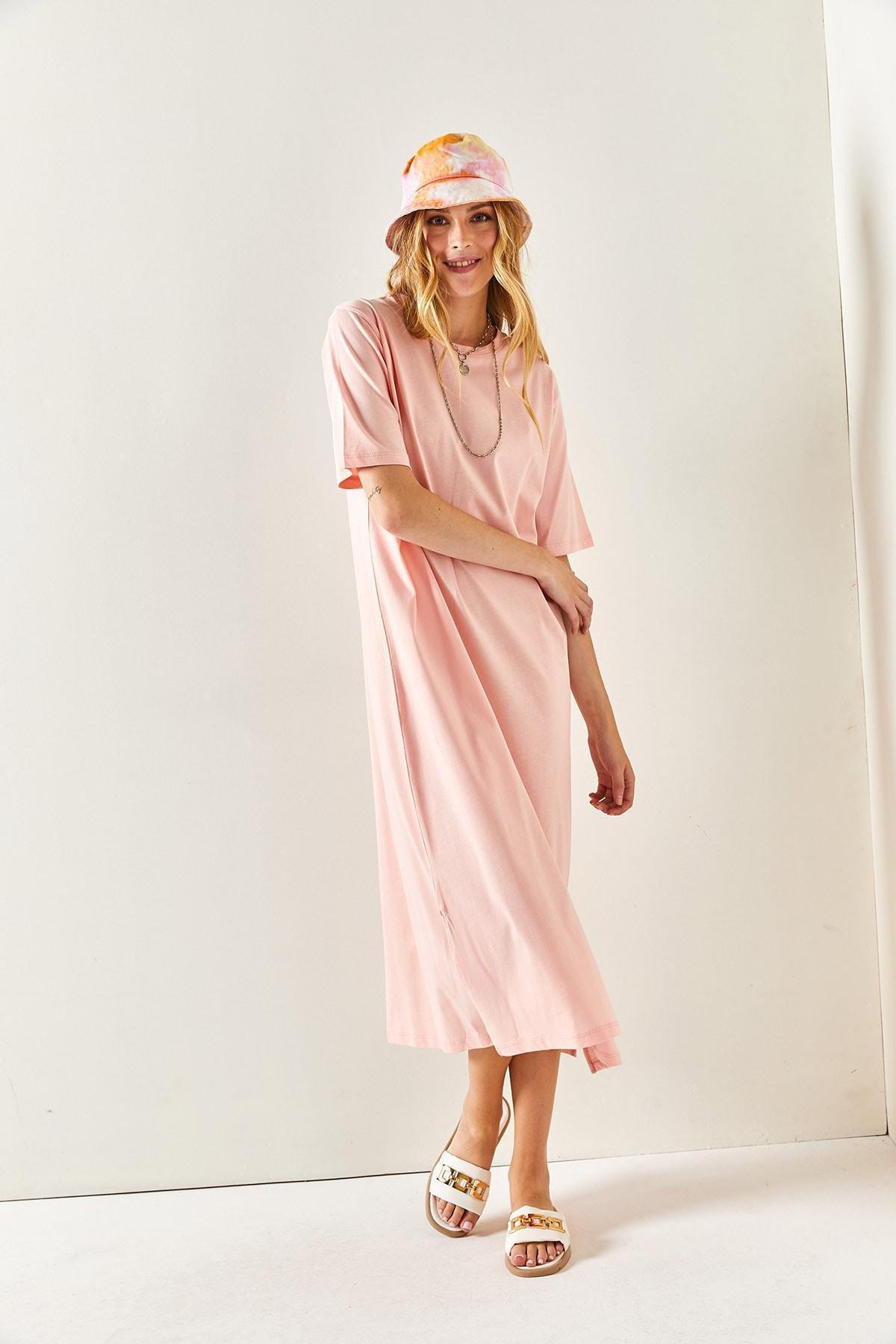 Powder Plain Shirt Midi Dress, , large image number 3