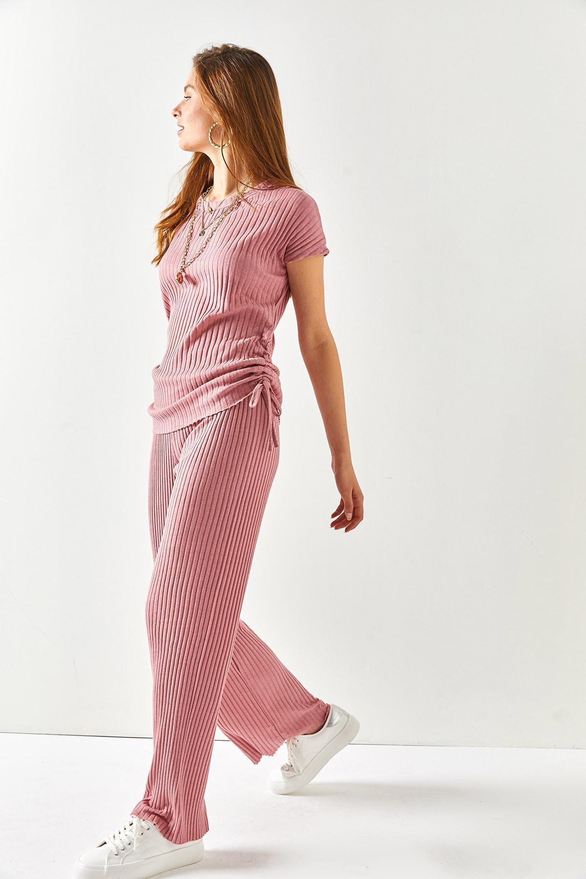 Pink Gathered Blouse Co-Ord Set, , large image number 3