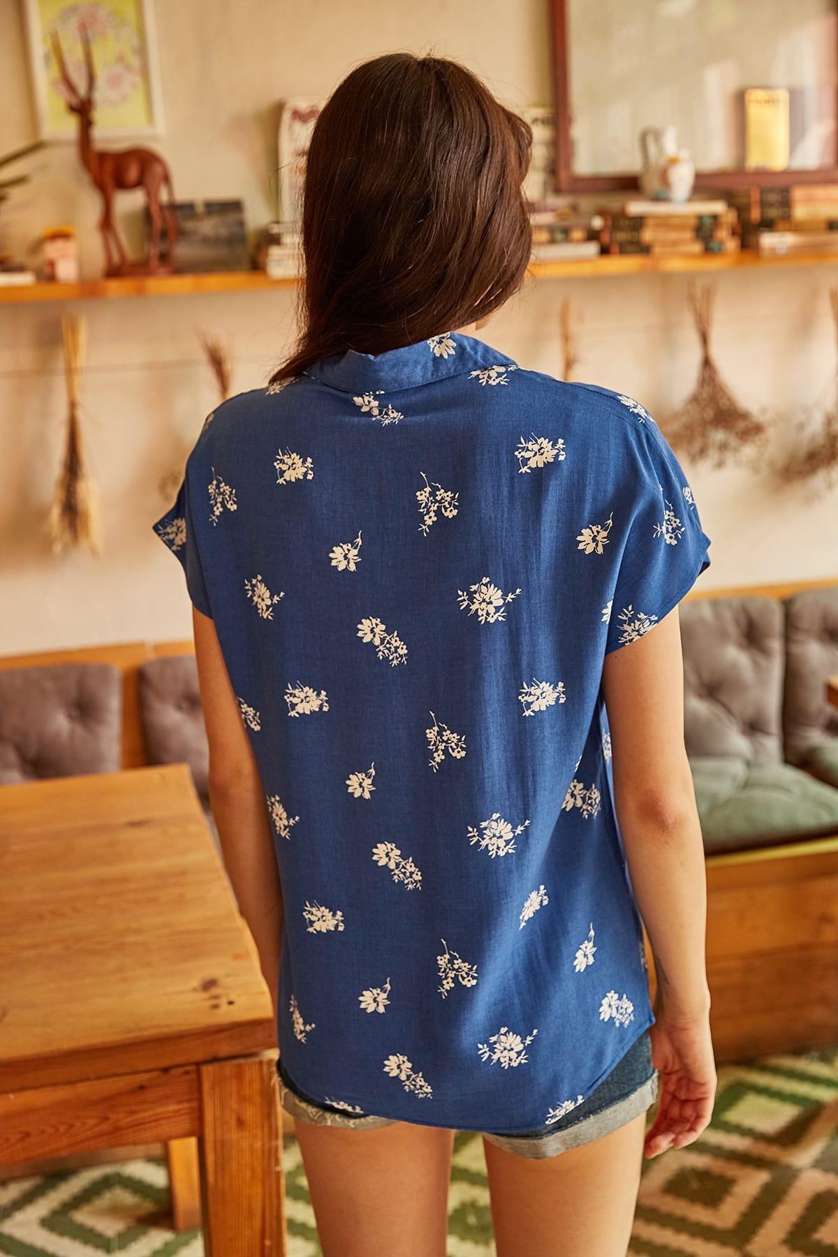 Blue Shor Sleeve Printed Shirt, , large image number 3