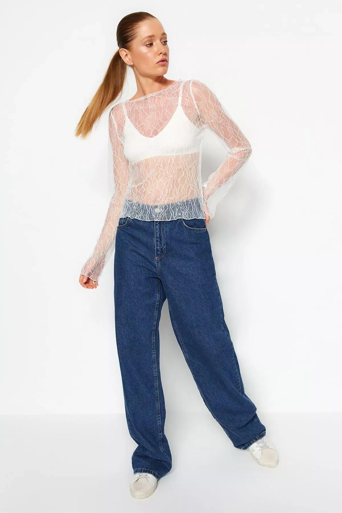 White Slim Fit Blouse, White, large image number 1