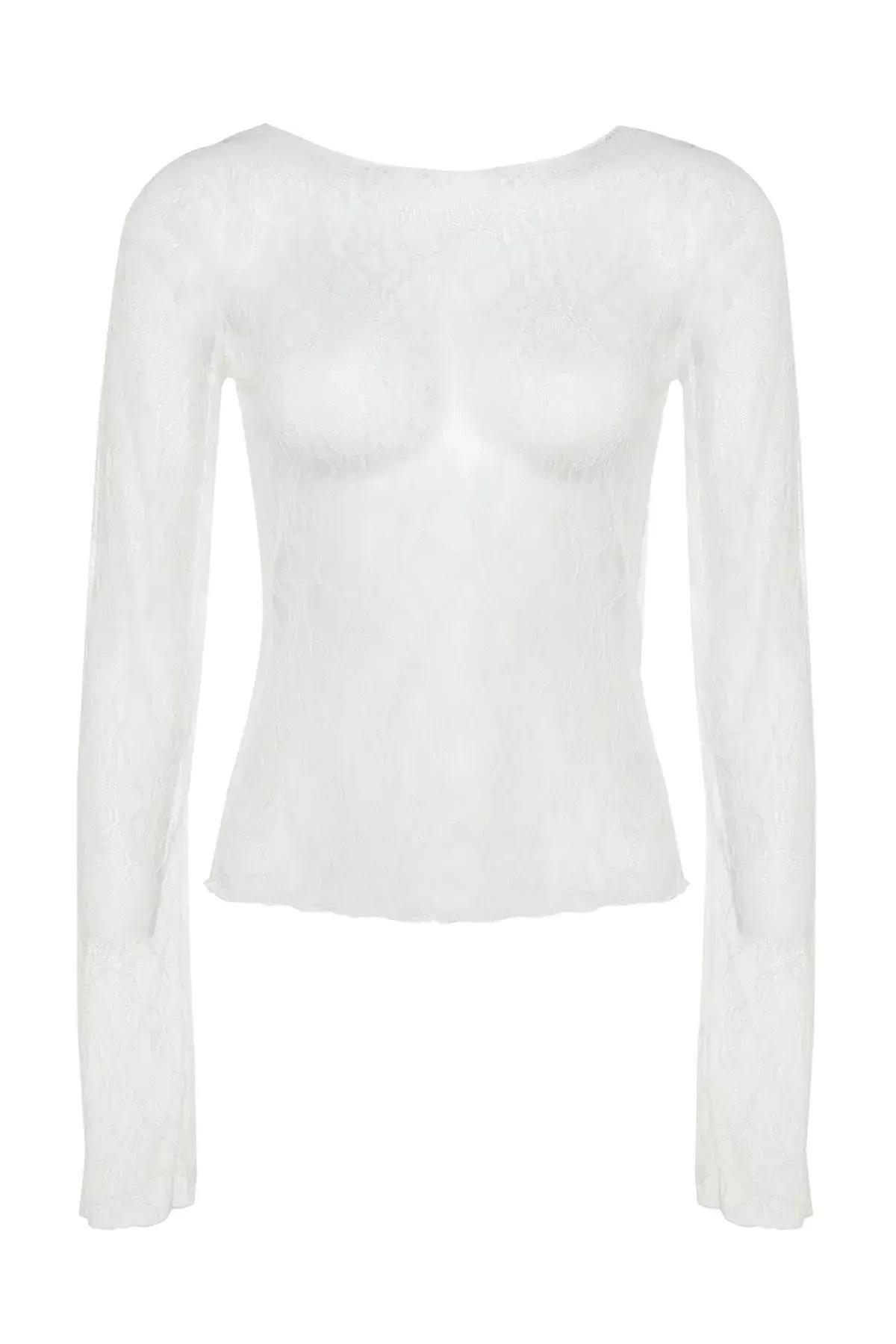 White Slim Fit Blouse, White, large image number 5