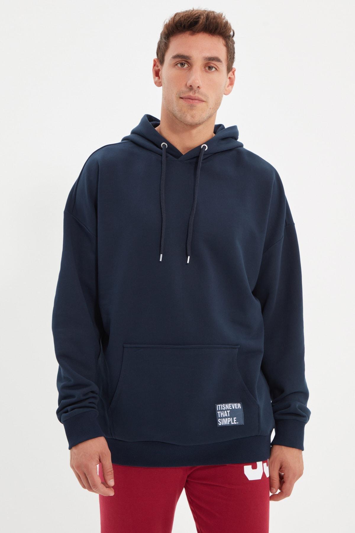 Blue Oversized Sweatshirt, Dark blue, large image number 1