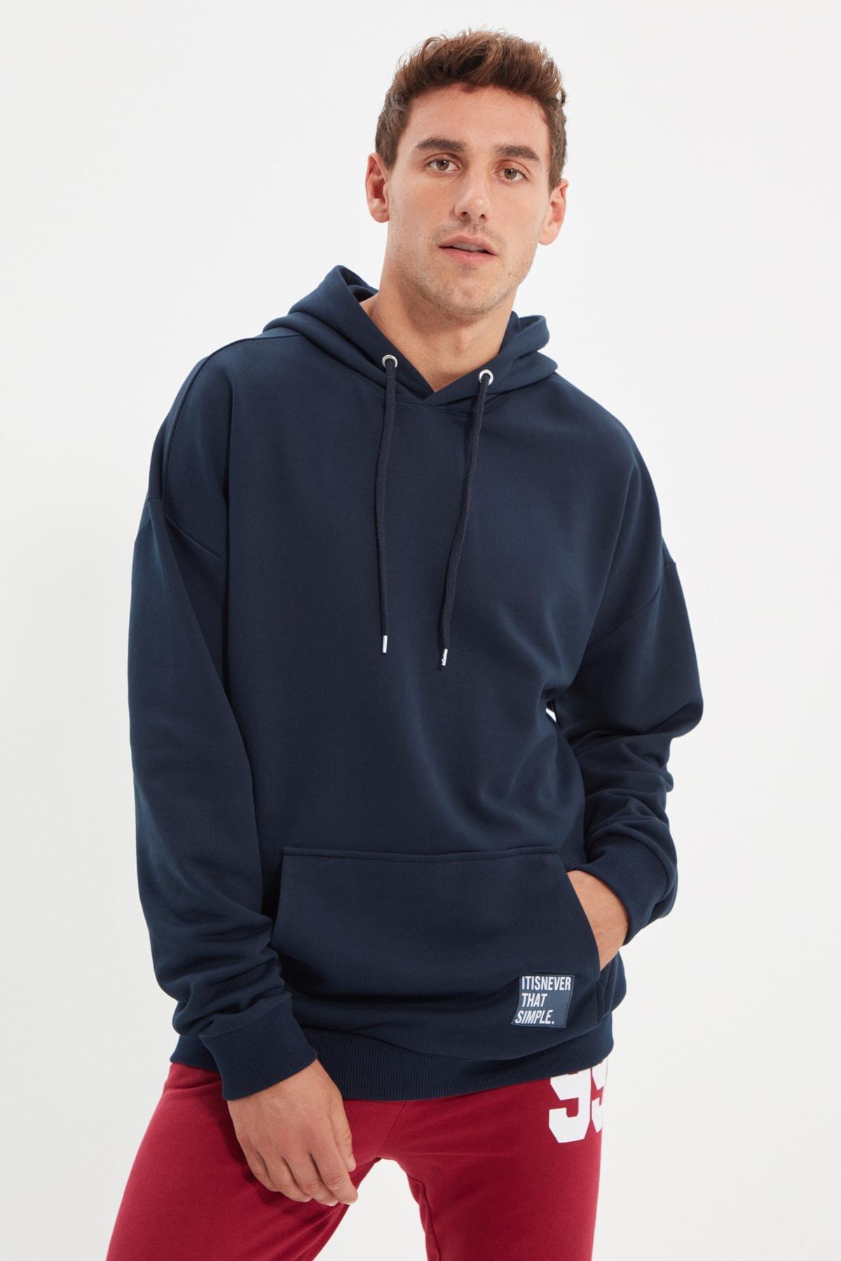 Blue Oversized Sweatshirt, Dark blue, large image number 3