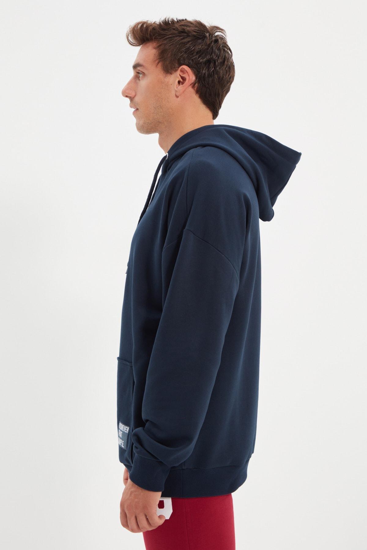 Blue Oversized Sweatshirt, Dark blue, large image number 4
