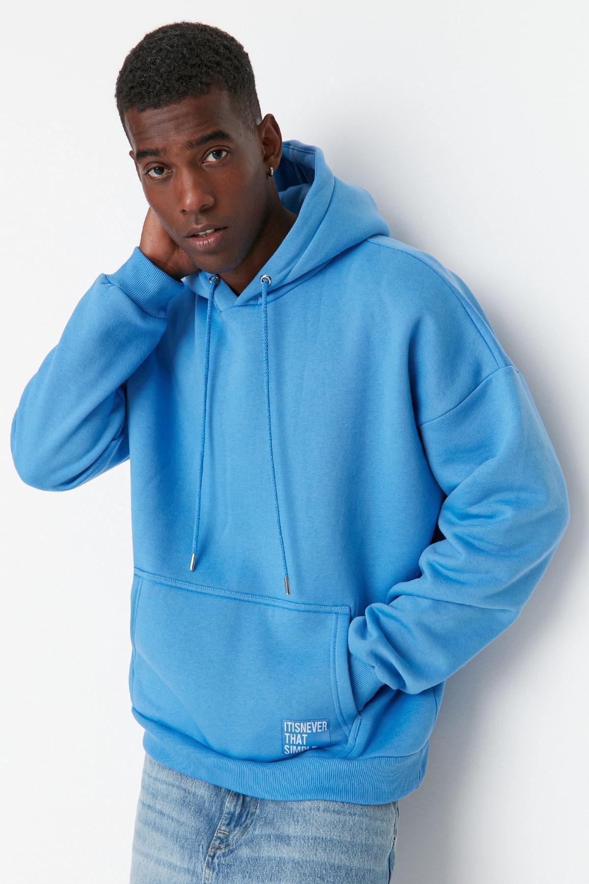 Blue Oversize Sweatshirt, Blue, large image number 0