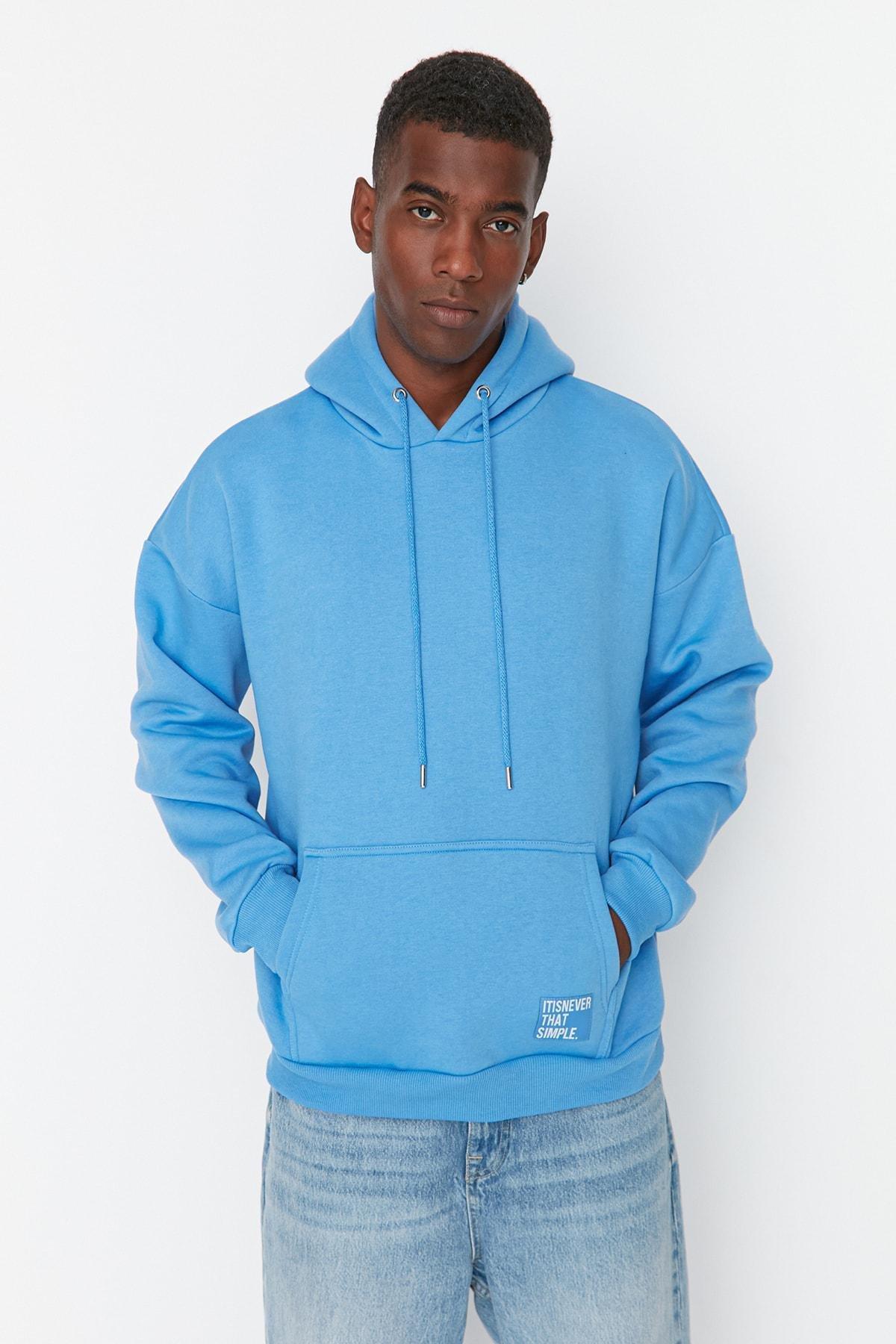 Blue Oversize Sweatshirt, Blue, large image number 3