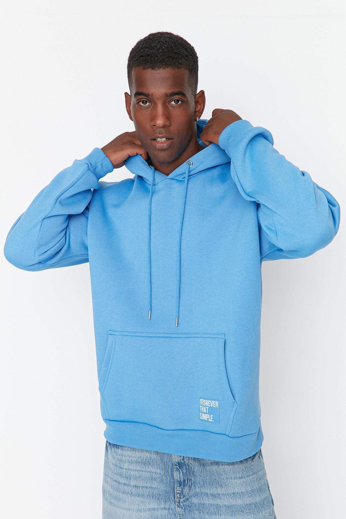 Blue Oversize Sweatshirt, Blue, large image number 4
