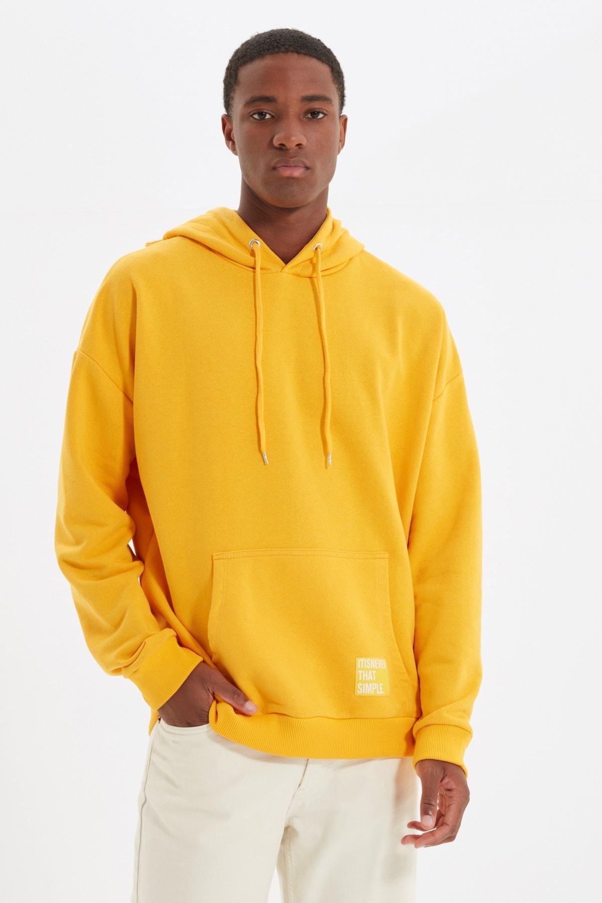 Yellow Oversized Sweatshirt, , large image number 0