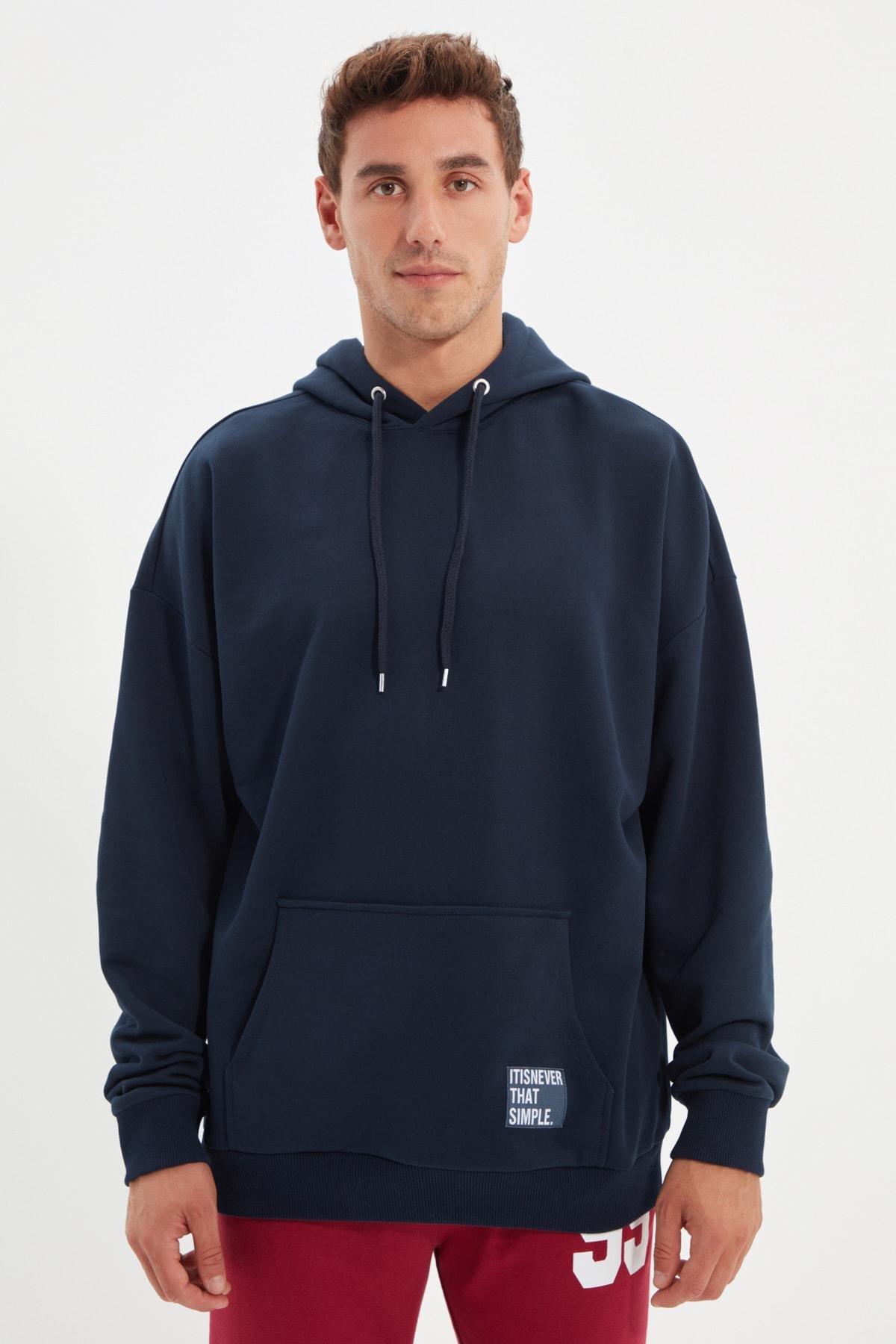 Black Oversize Hooded Sweatshirt, , large image number 0