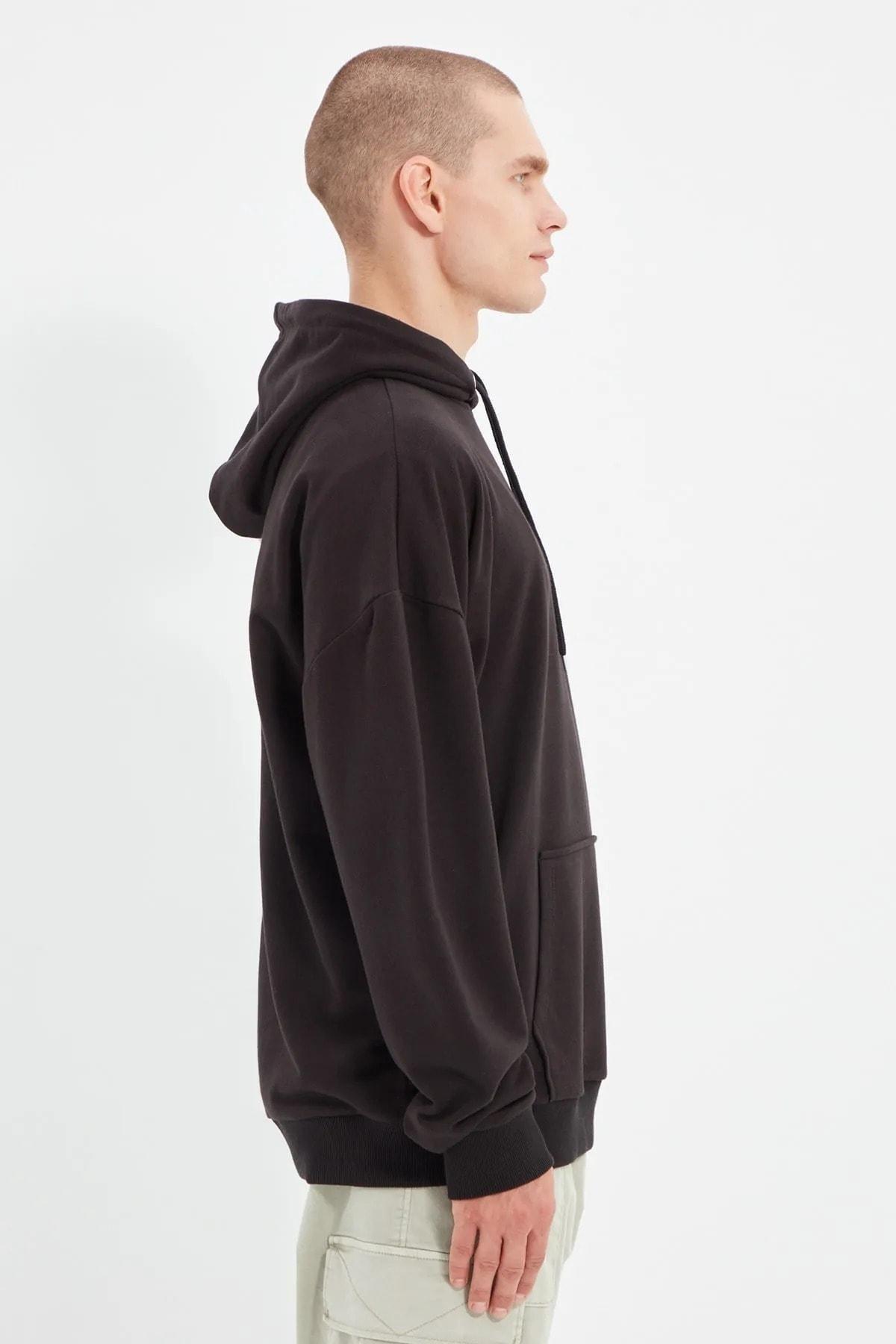 Black Oversize Hooded Sweatshirt, , large image number 5