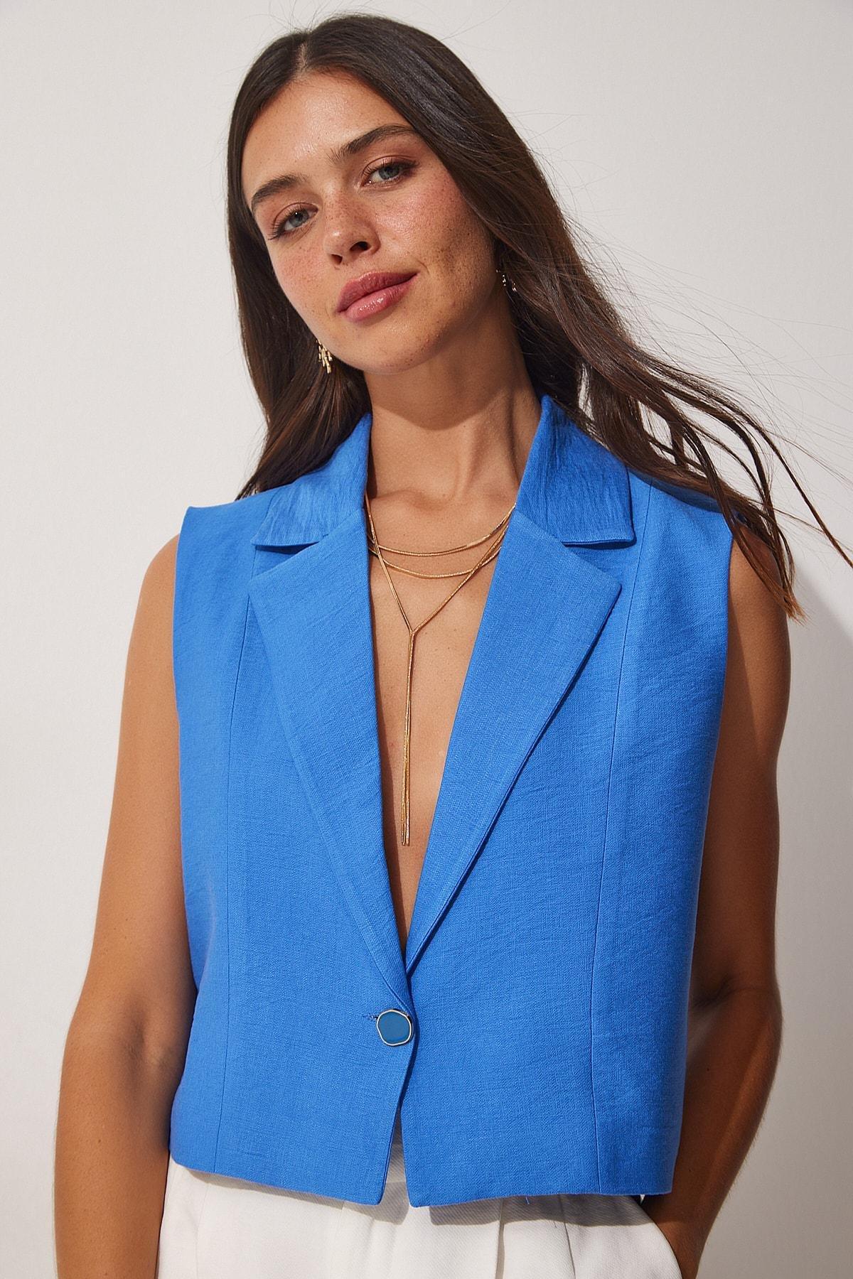 Blue Women Vest, , large image number 1