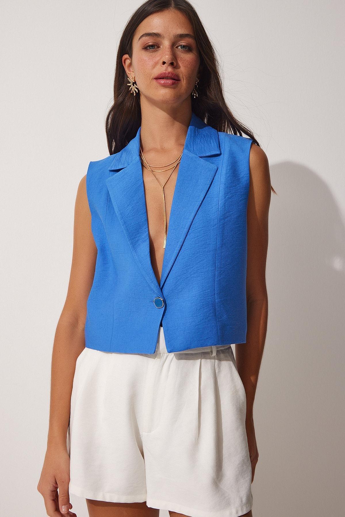 Blue Women Vest, , large image number 2