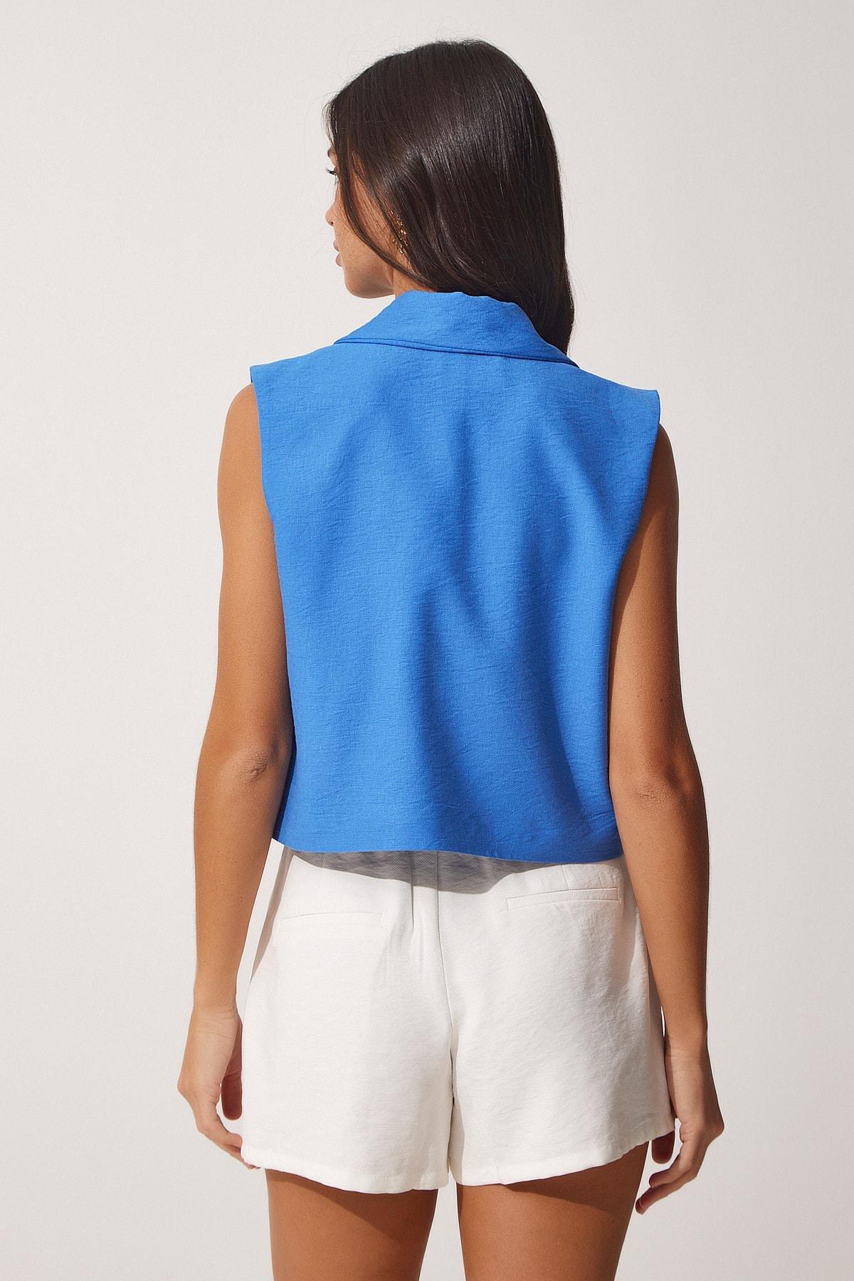 Blue Women Vest, , large image number 3