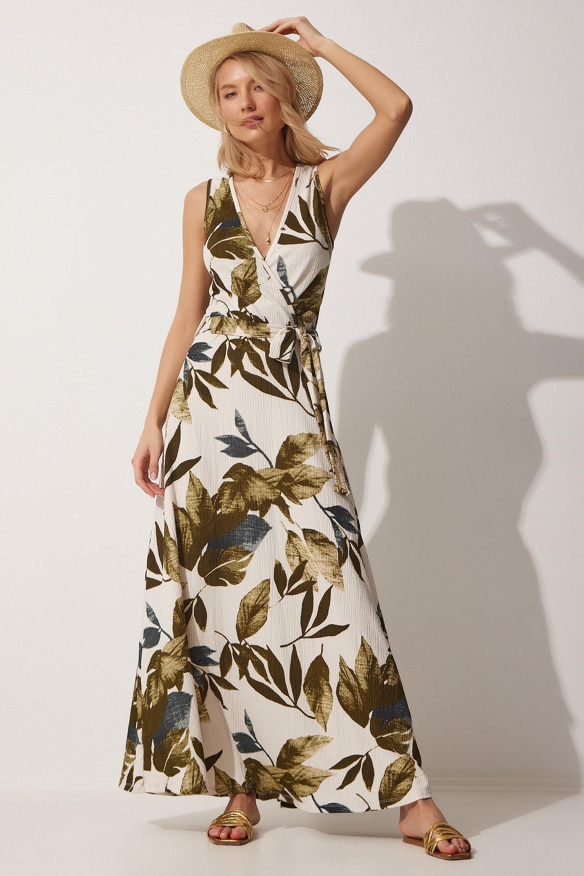 Khaki Floral Dress, , large image number 0