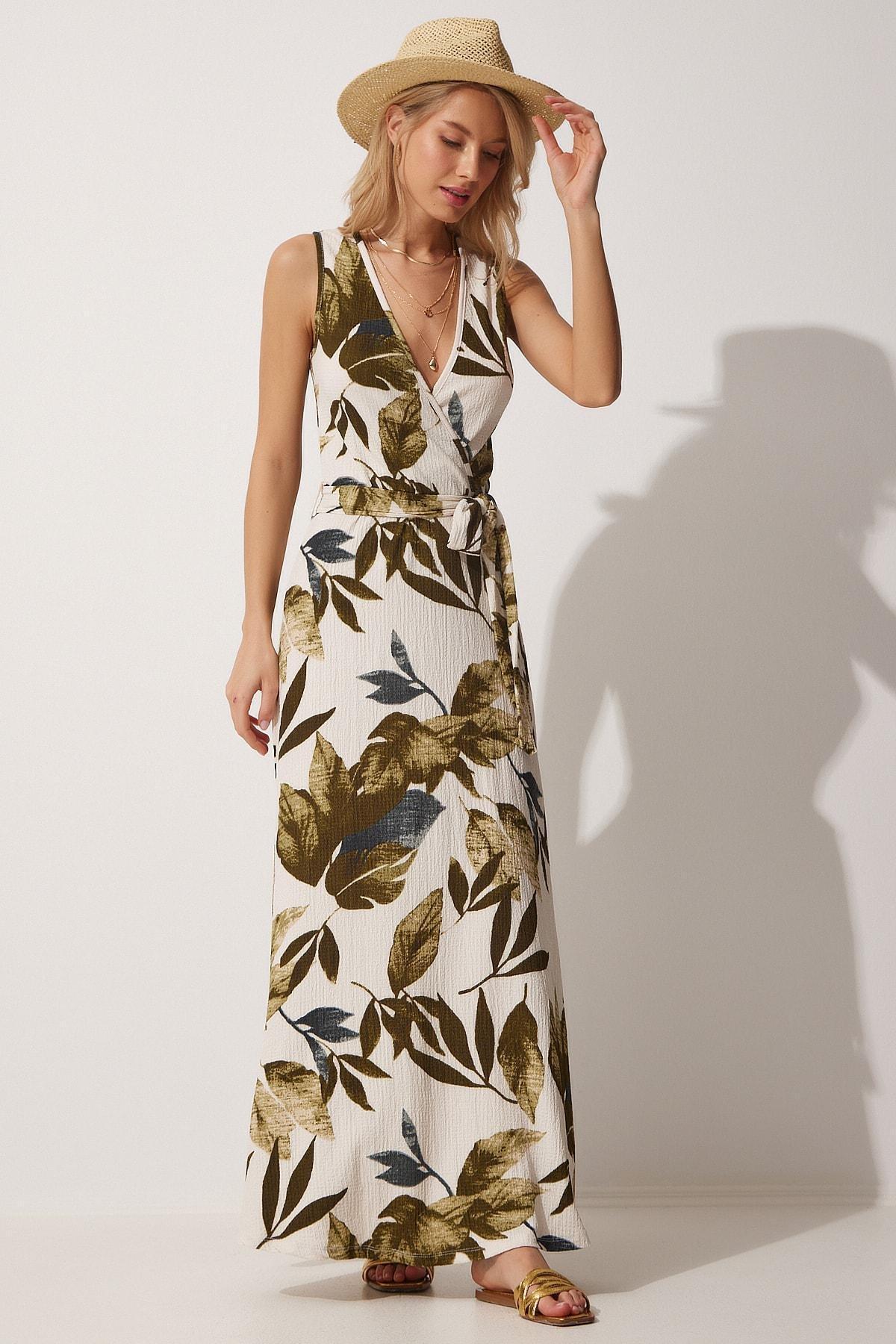 Khaki Floral Dress, , large image number 1