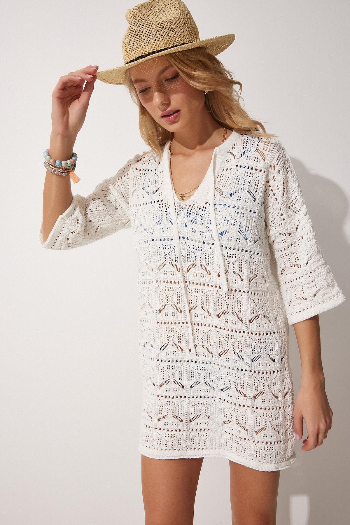 Ecru A-Line Dress, Bone, large image number 0