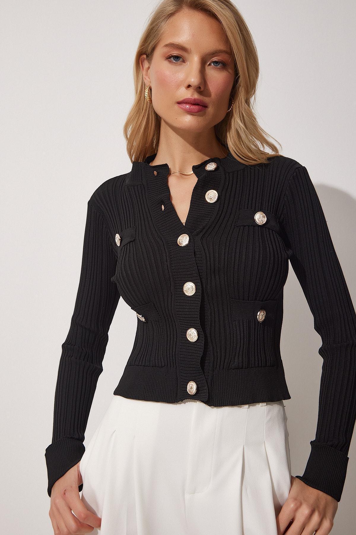 Black Basic Cardigan, BLACK, large image number 2