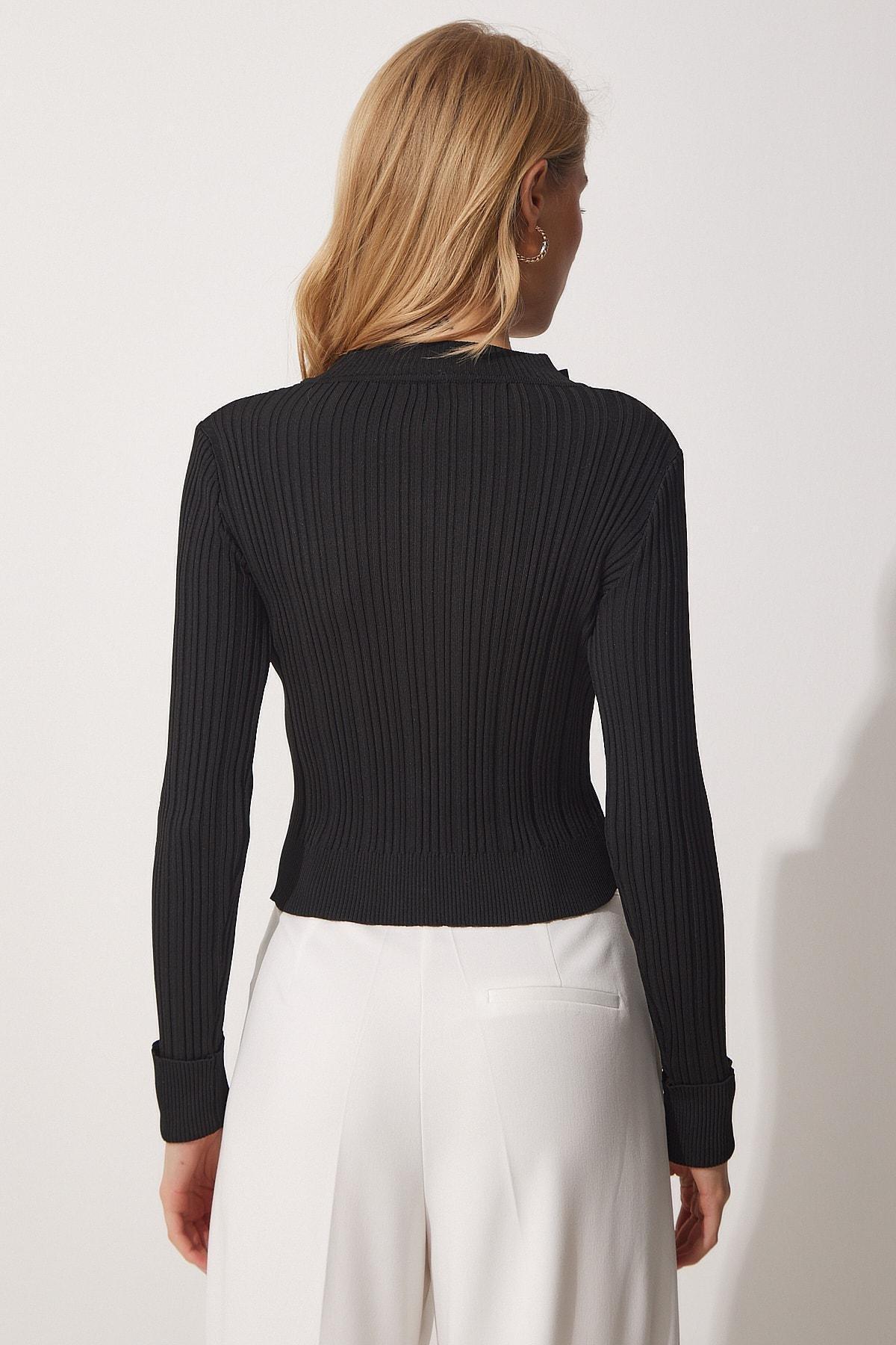 Black Basic Cardigan, BLACK, large image number 3
