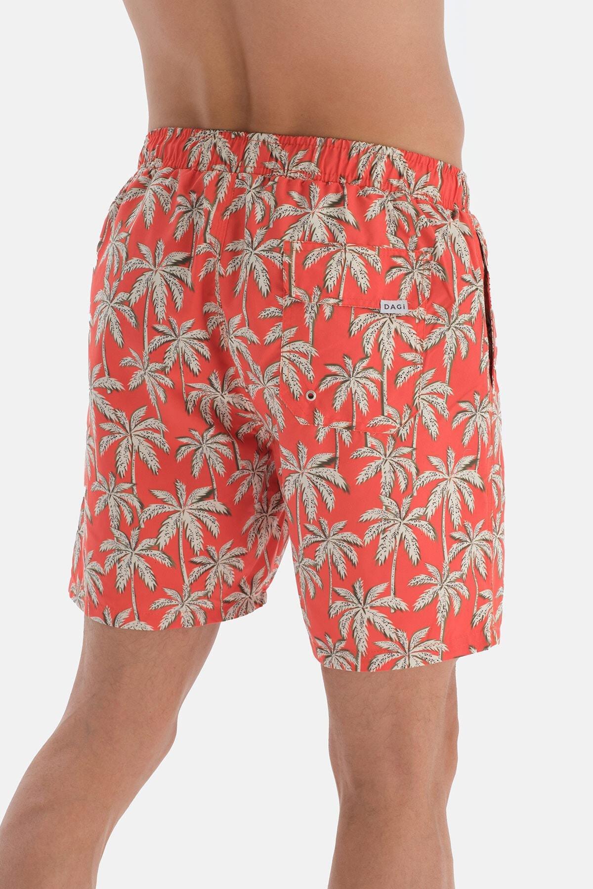 Dagi - Orange Palm Patterned Medium Shorts