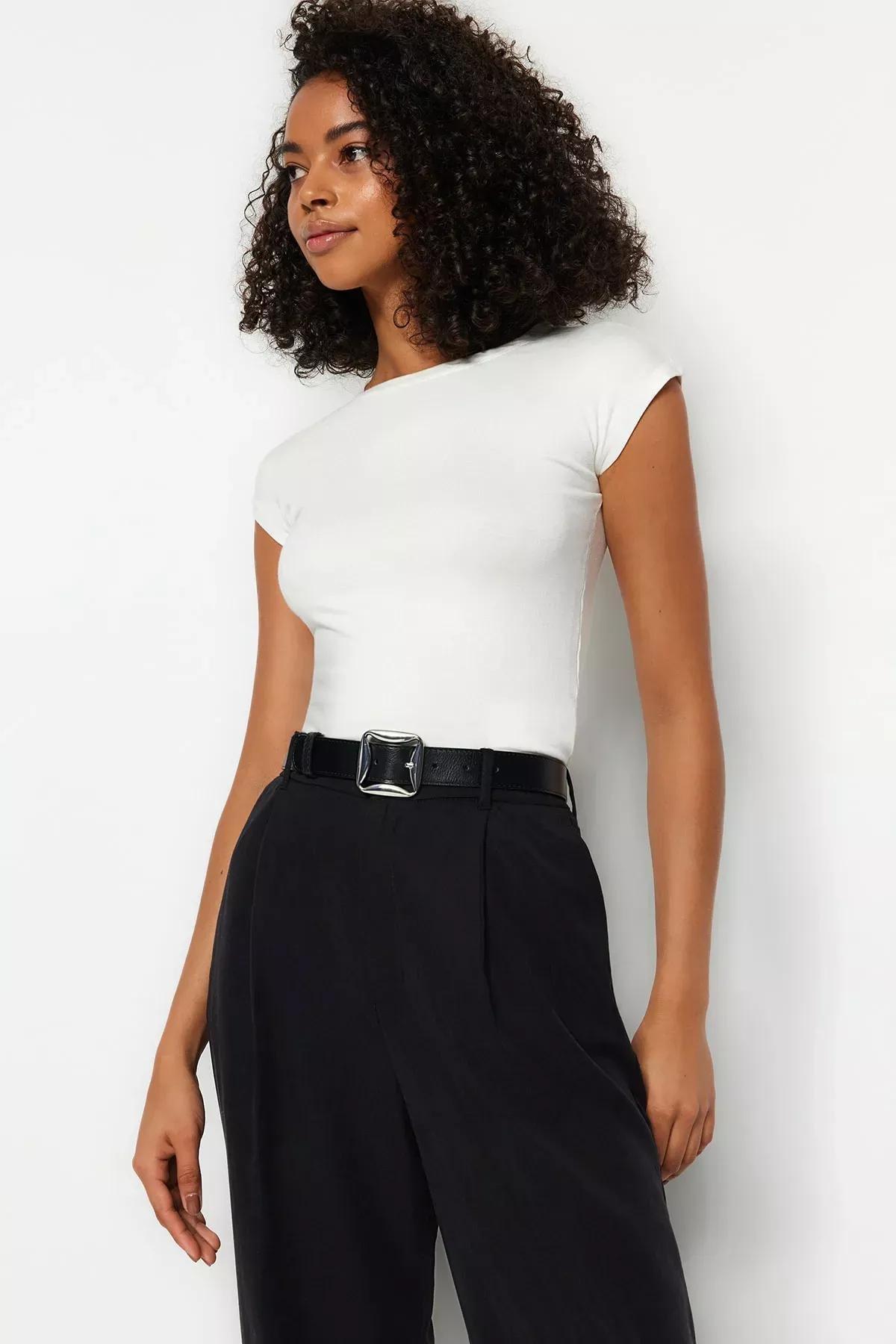 Ecru Premium Viscose Punched Knitted Blouse, Ecru, large image number 0