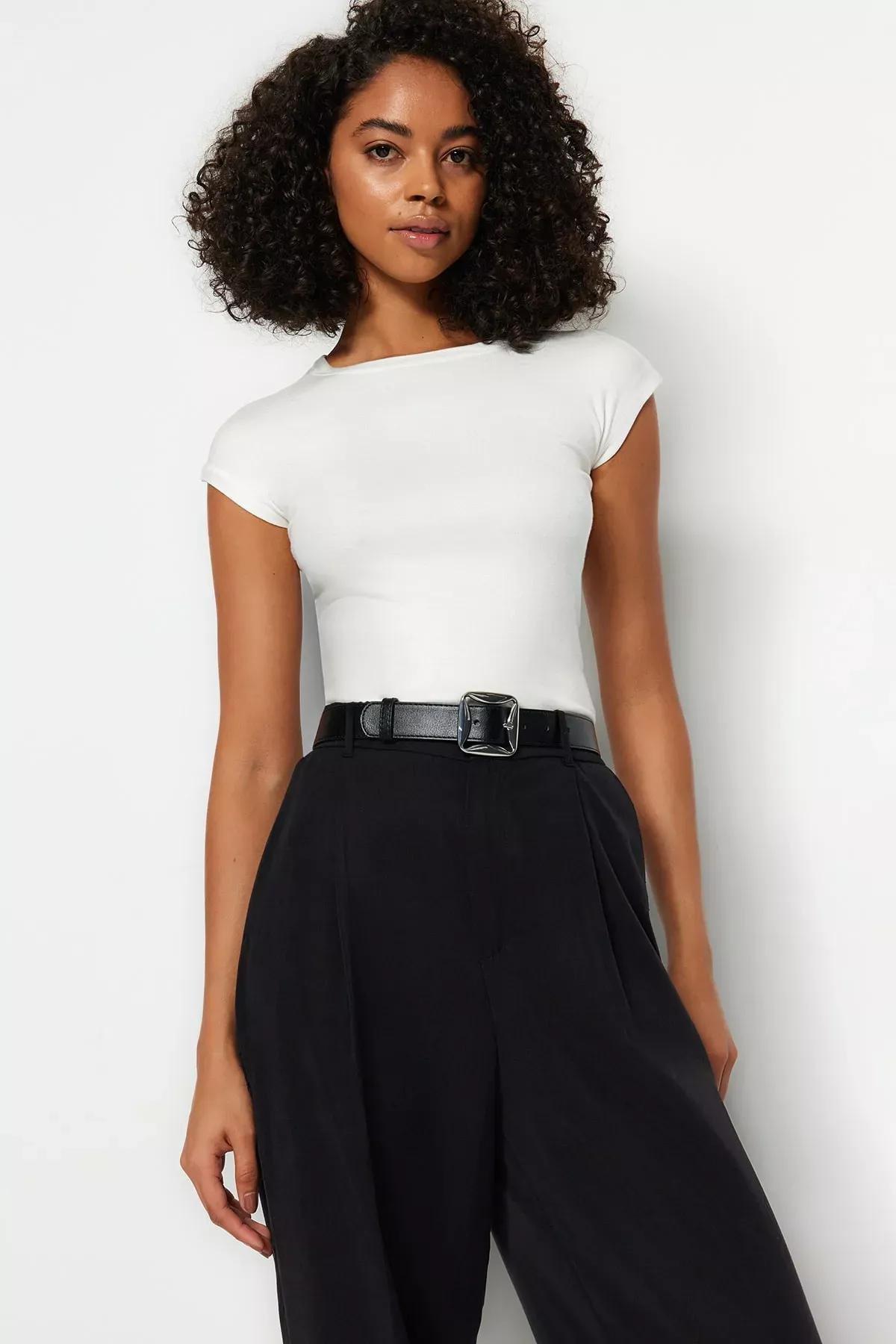 Ecru Premium Viscose Punched Knitted Blouse, Ecru, large image number 1