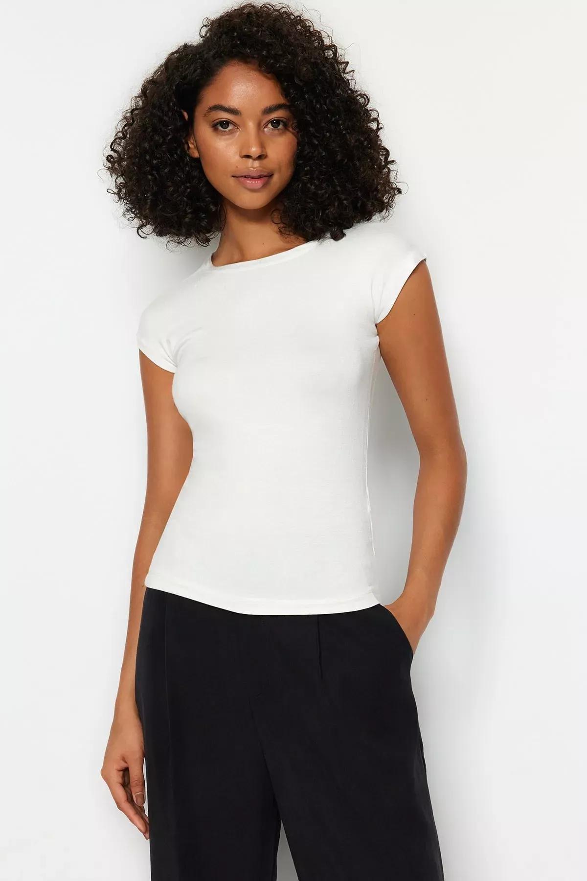 Ecru Premium Viscose Punched Knitted Blouse, Ecru, large image number 2