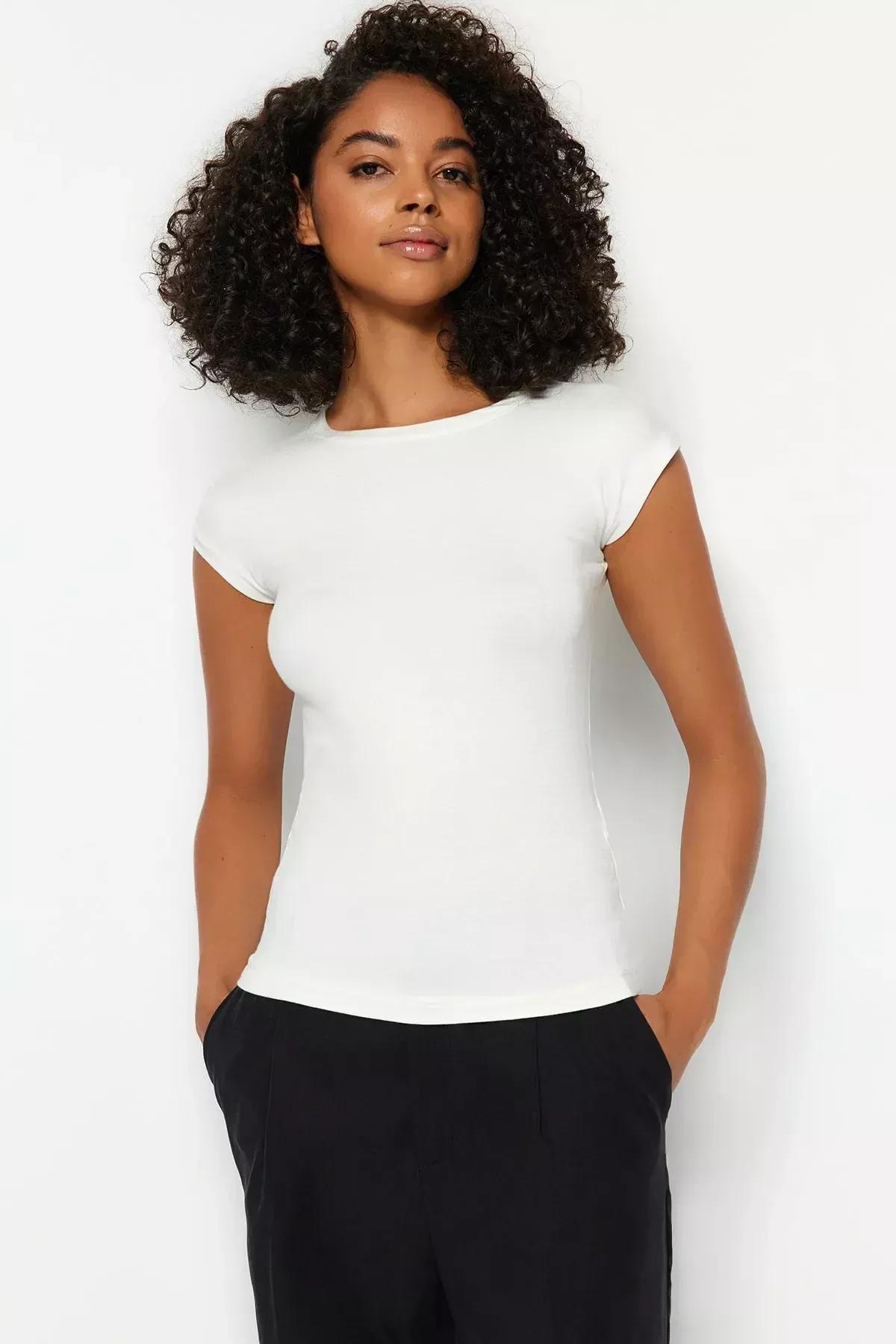Ecru Premium Viscose Punched Knitted Blouse, Ecru, large image number 3