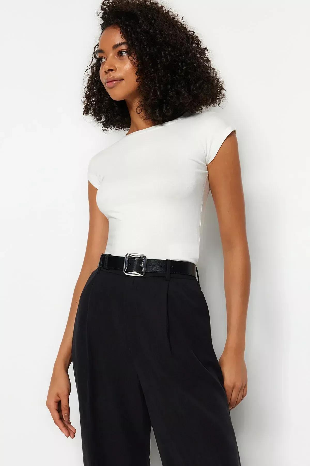 Ecru Premium Viscose Punched Knitted Blouse, Ecru, large image number 6