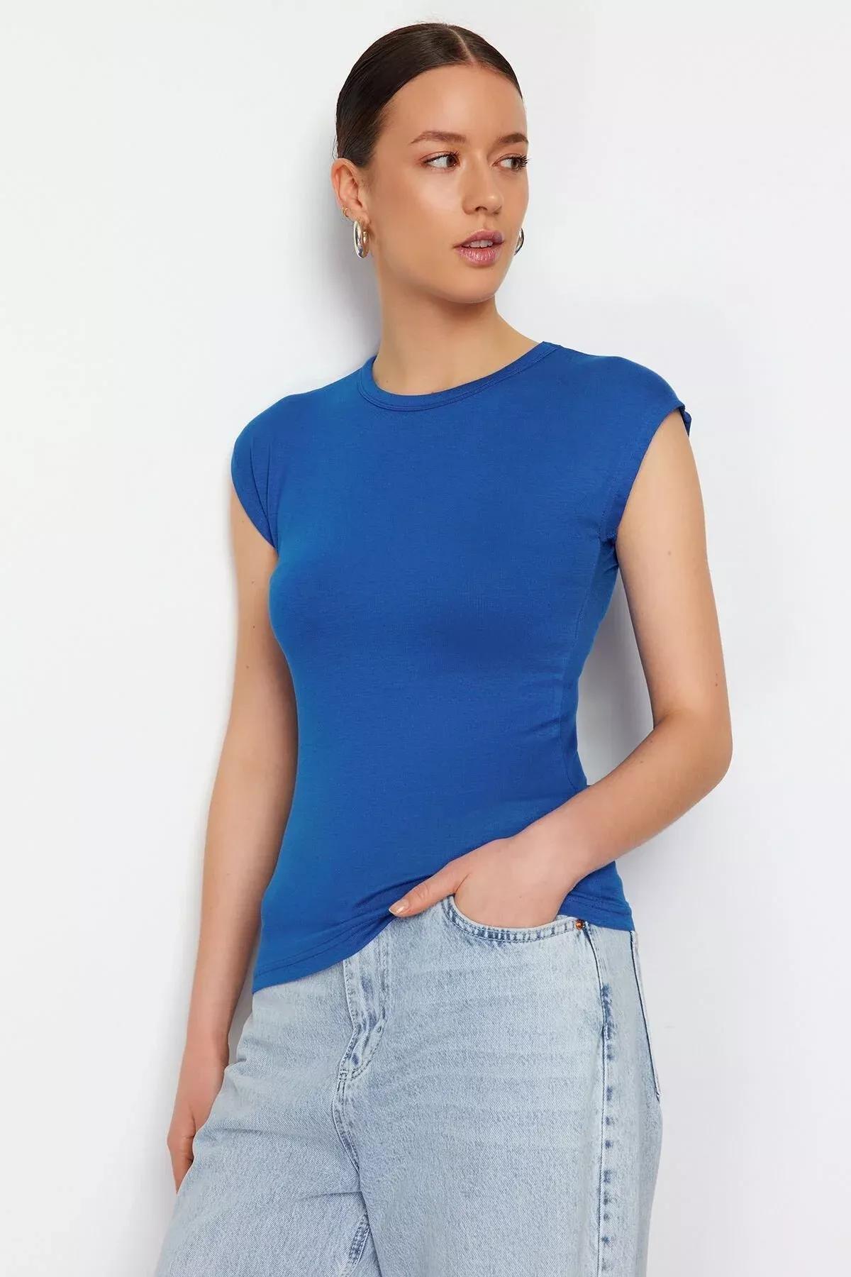 Blue Premium Basic Blouse, Sax, large image number 2