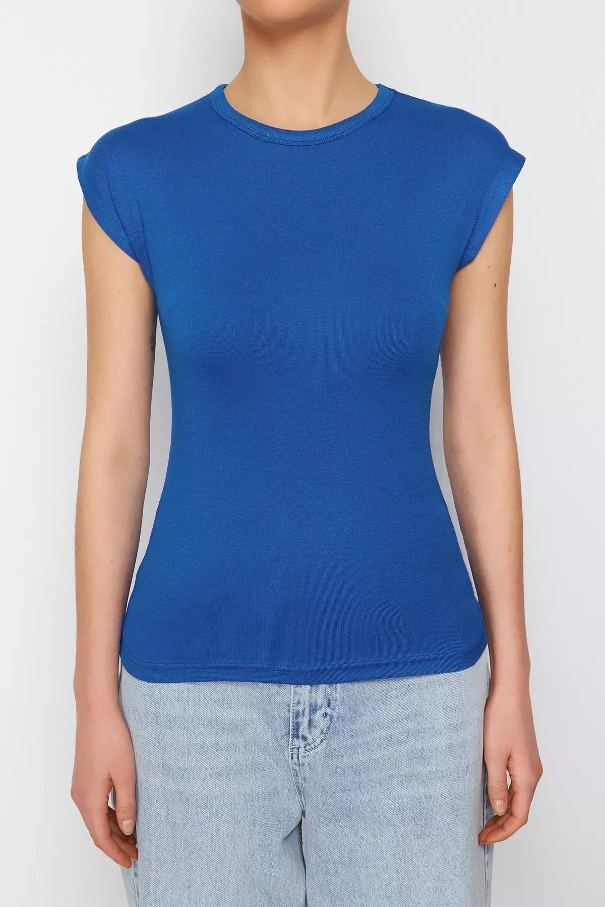 Blue Premium Basic Blouse, Sax, large image number 3
