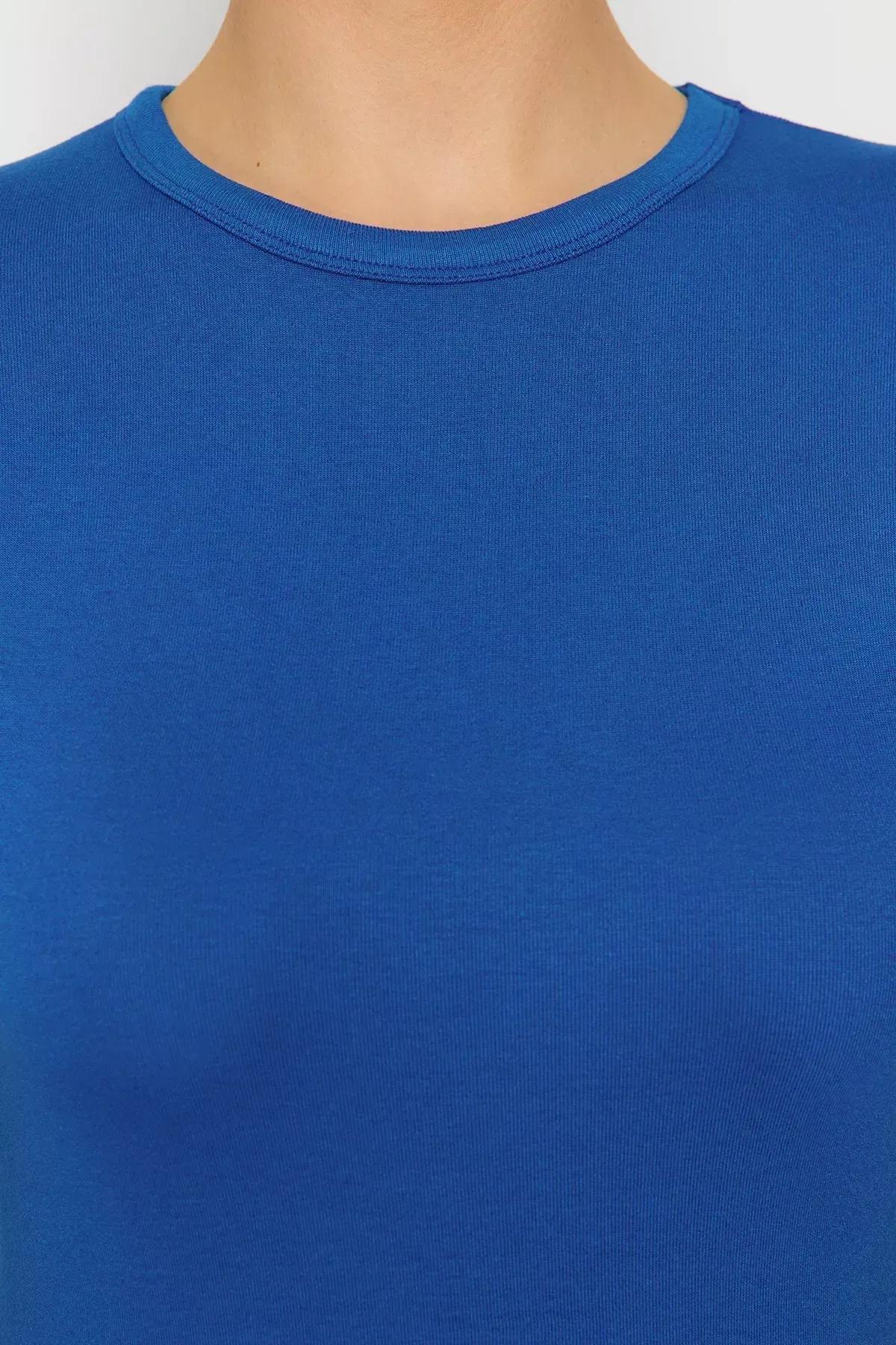 Blue Premium Basic Blouse, Sax, large image number 4