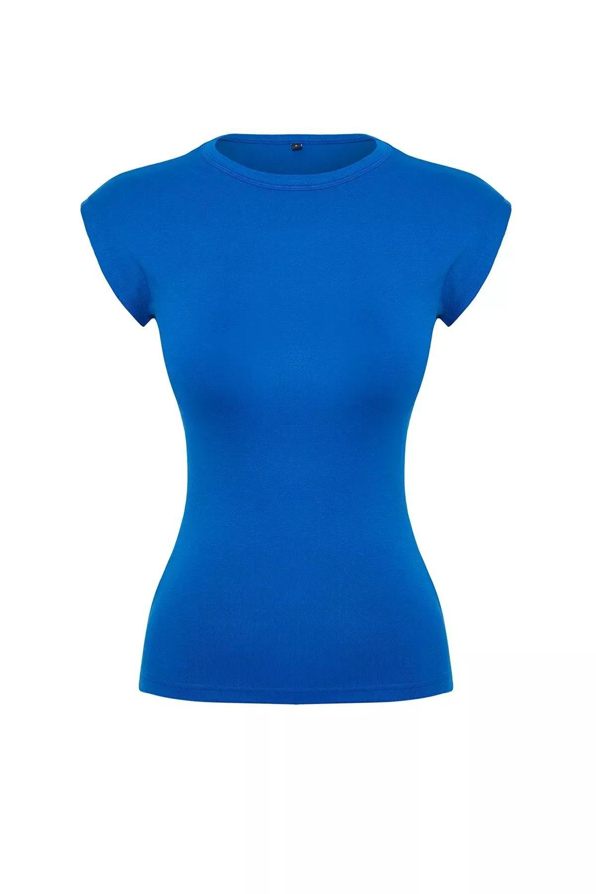 Blue Premium Basic Blouse, Sax, large image number 5