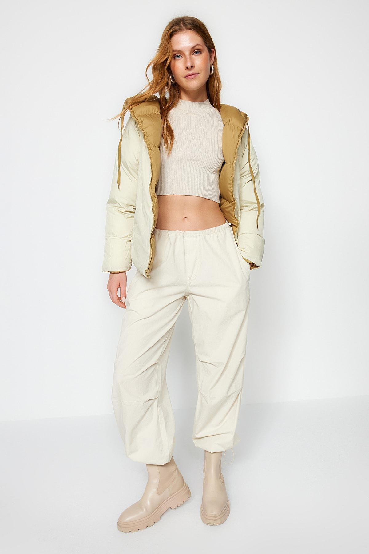 Green Oversized Hooded Inflatable Coat, OIL GREEN, large image number 0