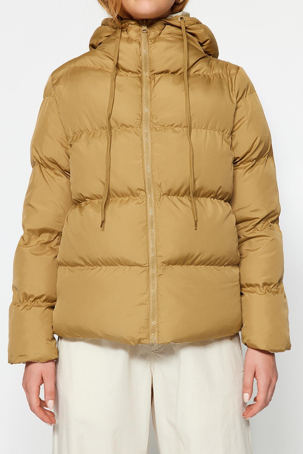 Green Oversized Hooded Inflatable Coat, OIL GREEN, large image number 4