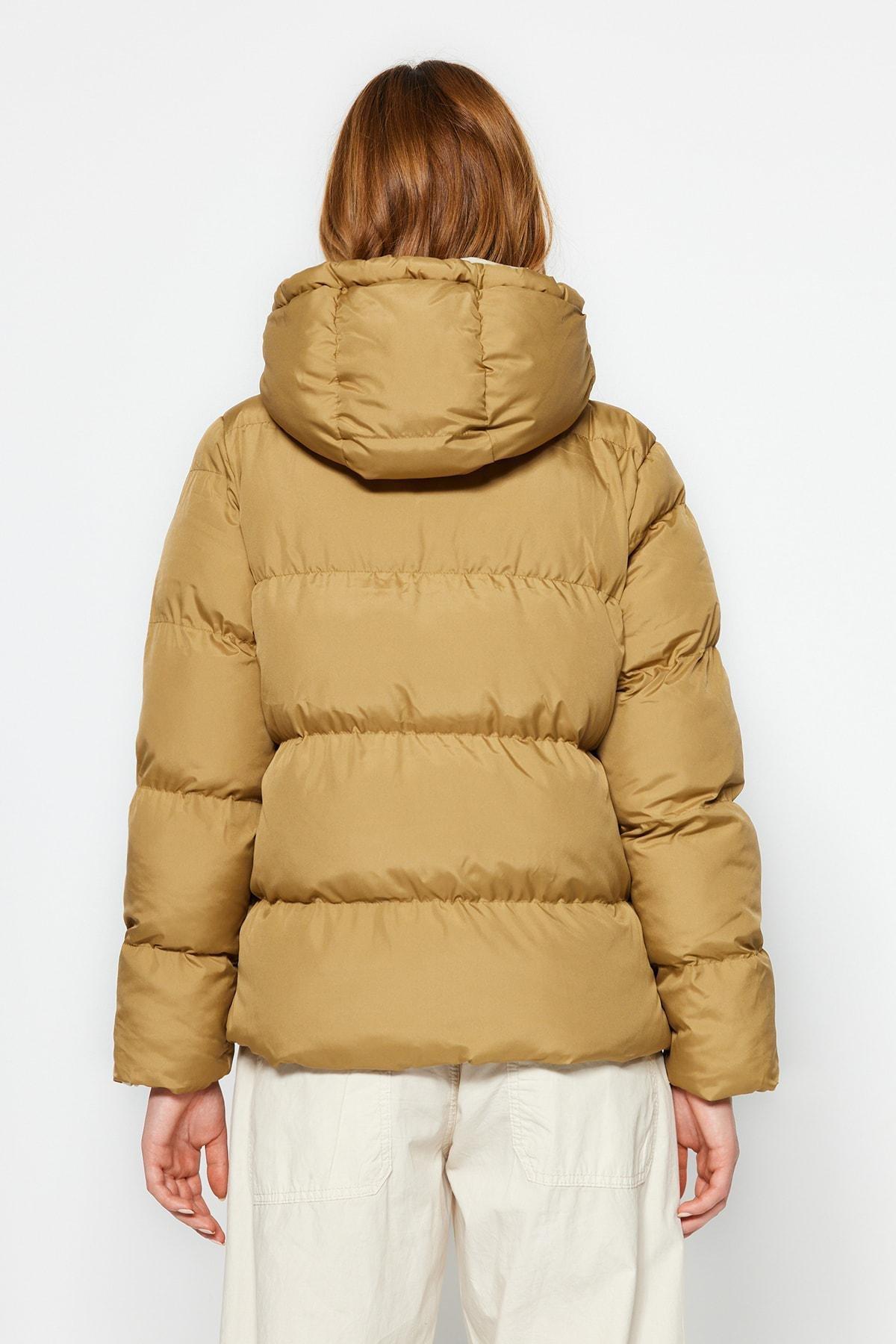 Green Oversized Hooded Inflatable Coat, OIL GREEN, large image number 6