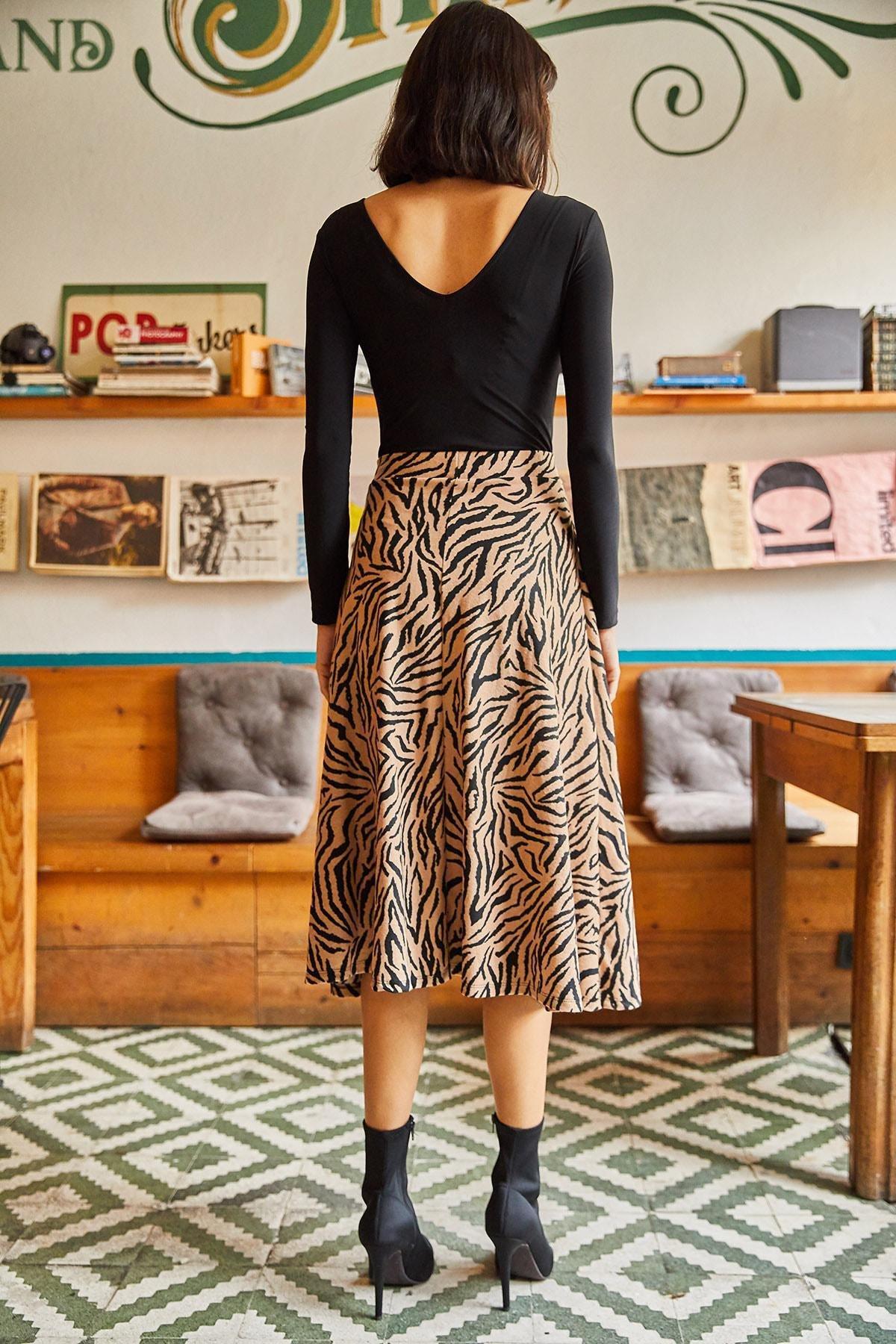 Green Textured Printed A-Line Skirt, , large image number 1
