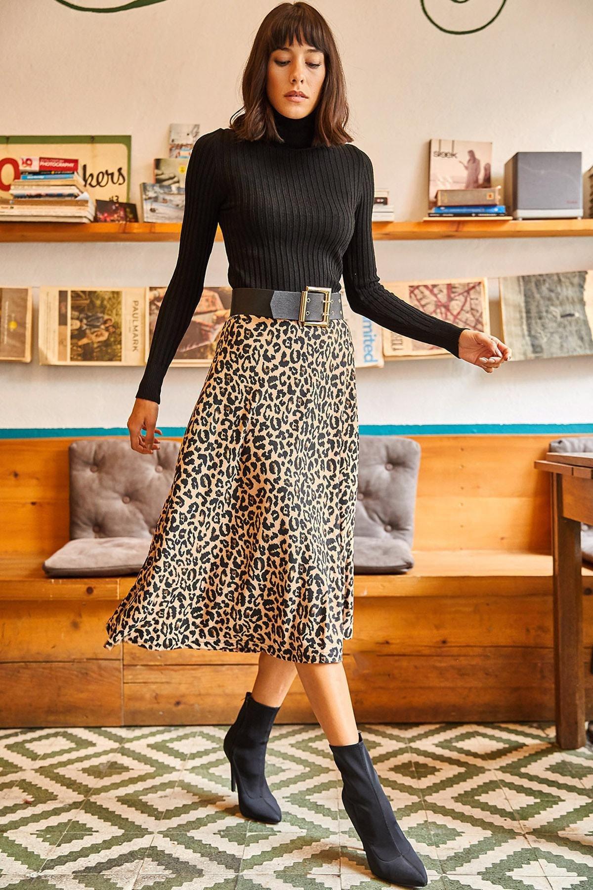 Green Patterned Textured A-Line Skirt, , large image number 1