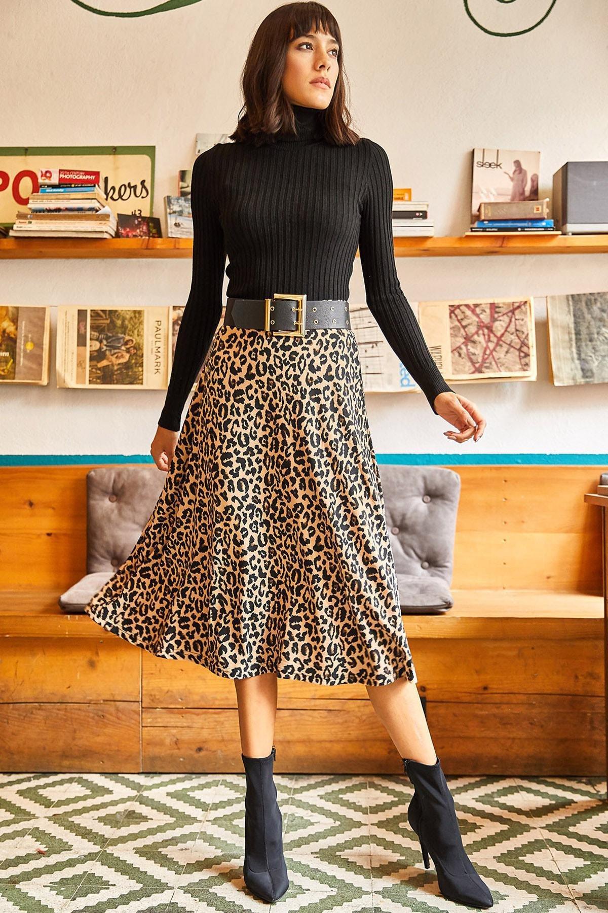 Green Patterned Textured A-Line Skirt, , large image number 3