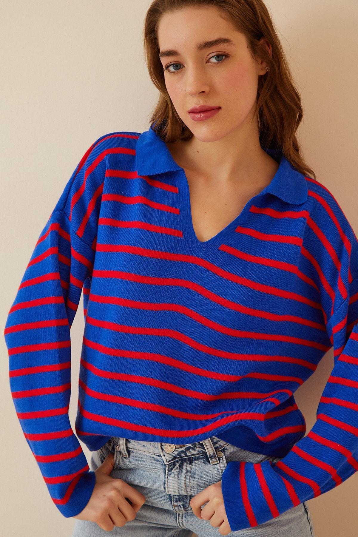 Blue Basic Sweater, Blue Red, large image number 0