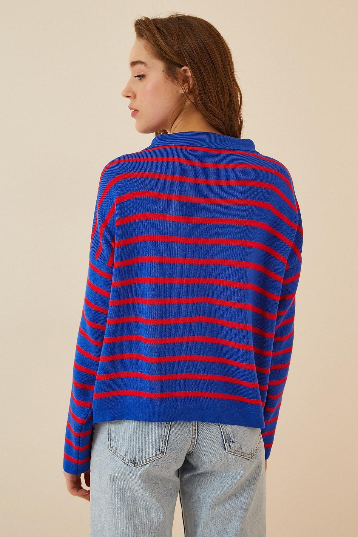 Blue Basic Sweater, Blue Red, large image number 2