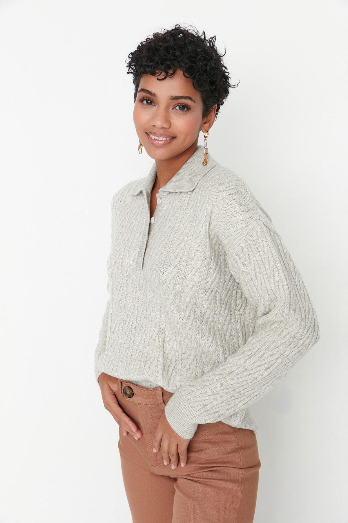 Beige Regular Polo Neck Sweater, , large image number 2