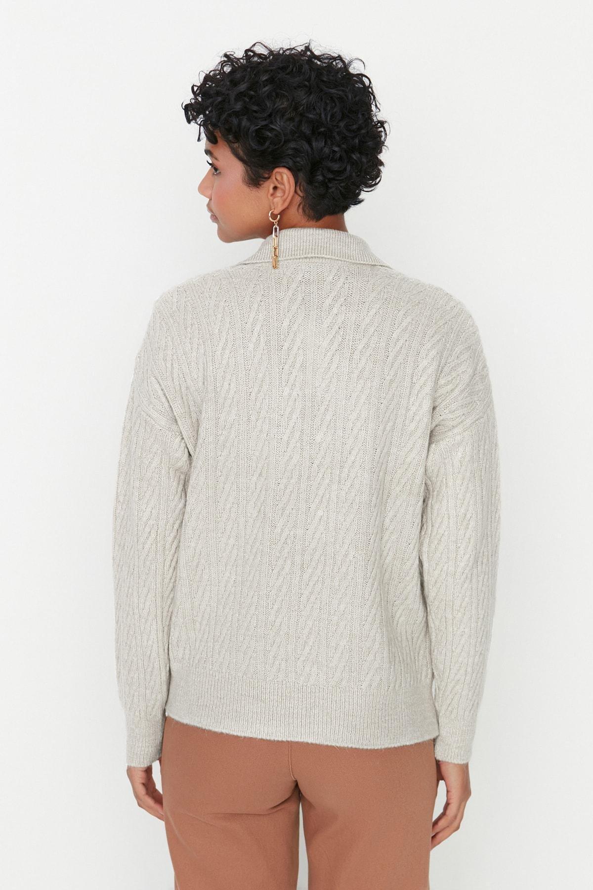 Beige Regular Polo Neck Sweater, , large image number 4