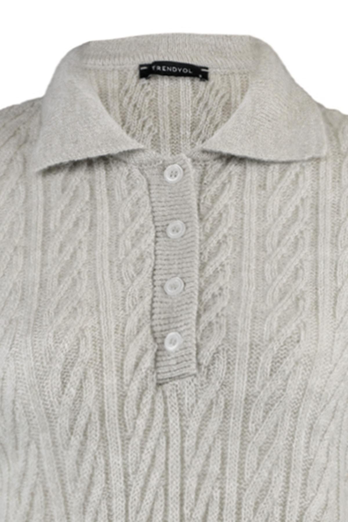 Beige Regular Polo Neck Sweater, , large image number 5