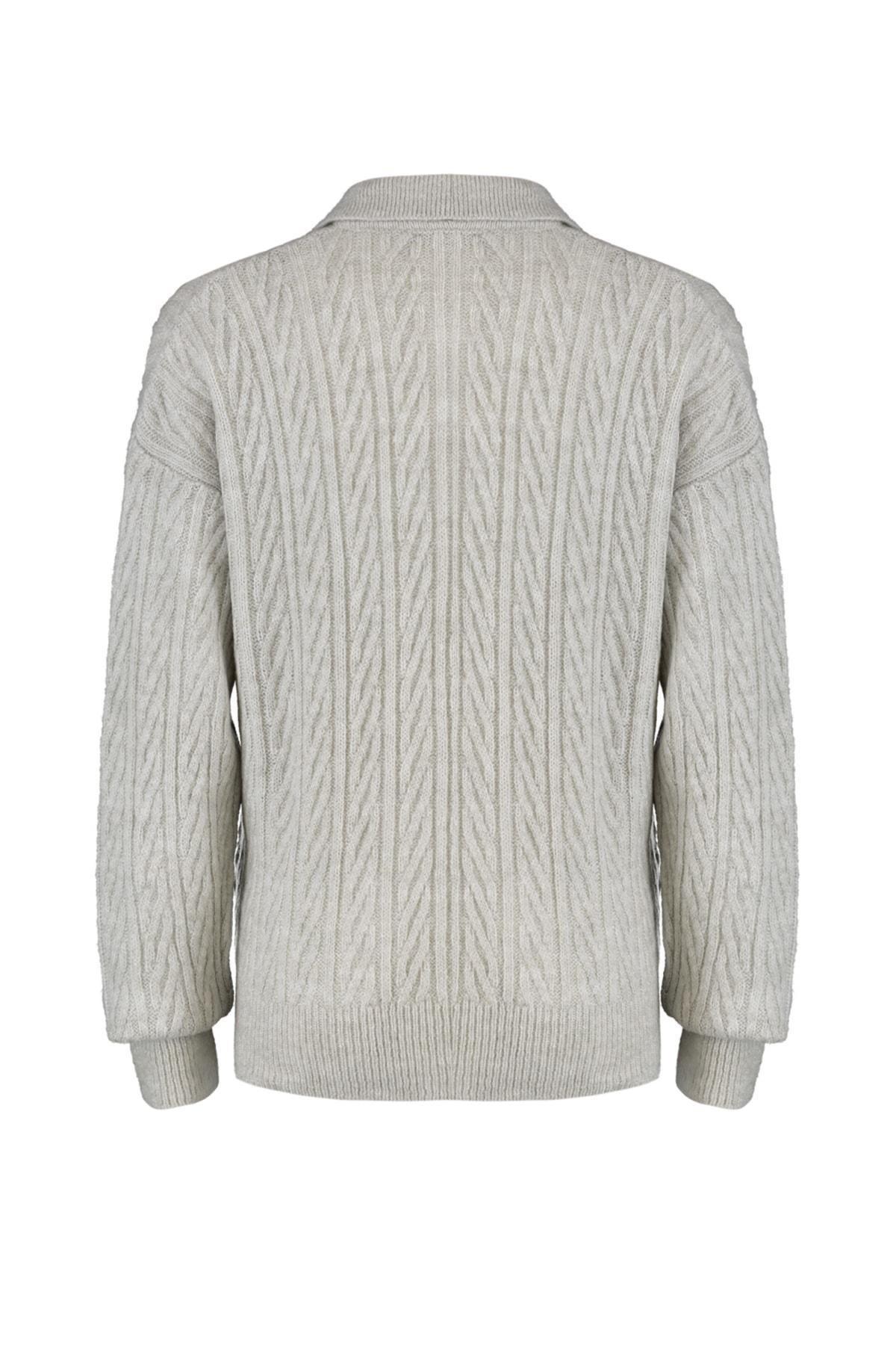 Beige Regular Polo Neck Sweater, , large image number 6