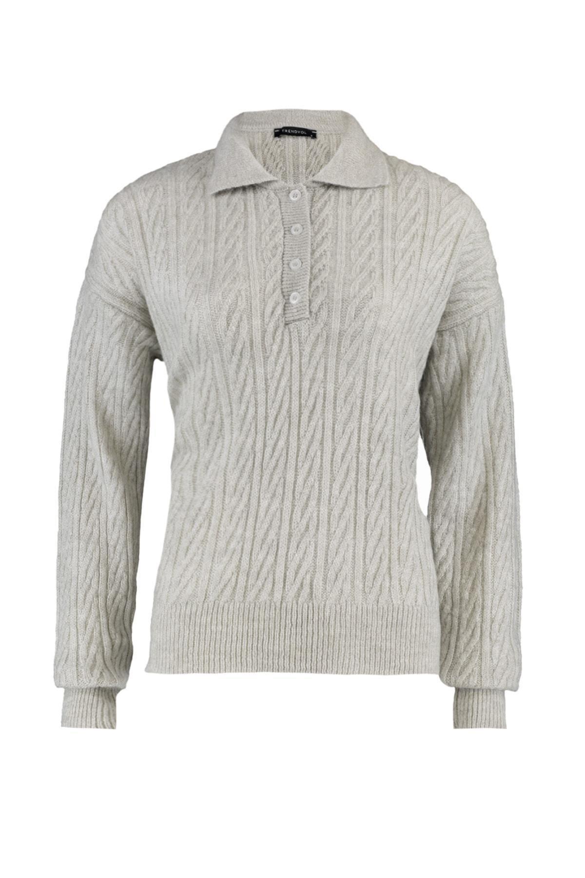 Beige Regular Polo Neck Sweater, , large image number 7