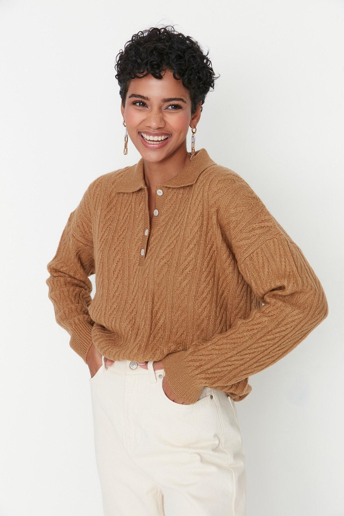 Brown Regular Sweater, , large image number 1